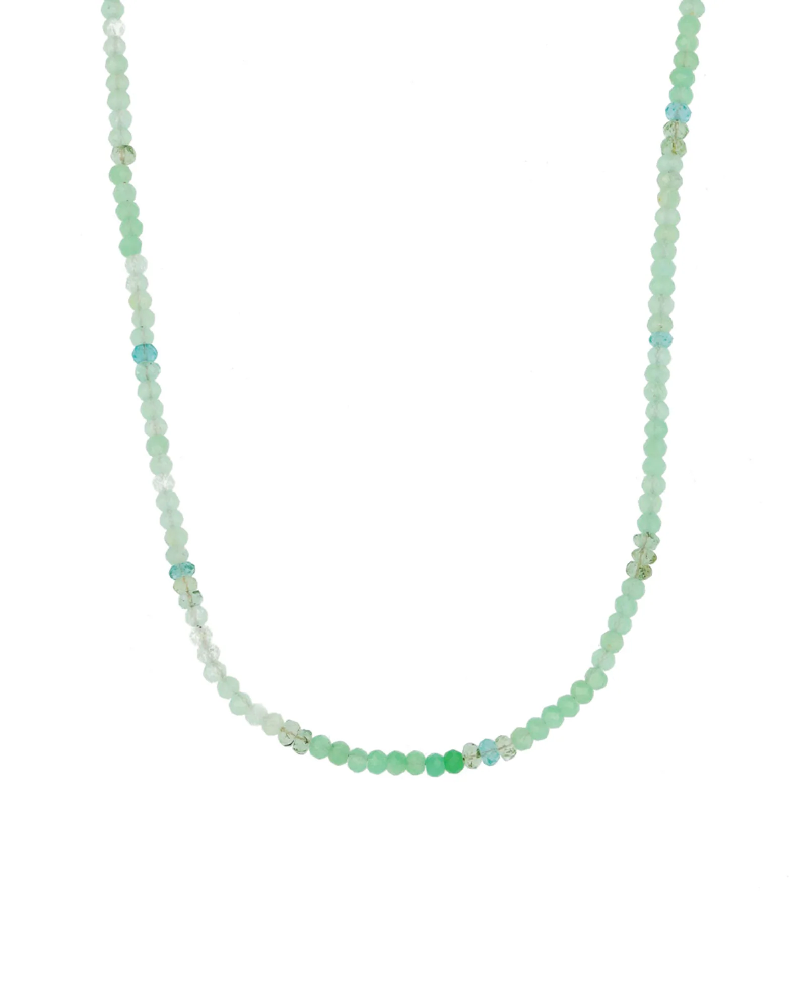 Green Mix Beaded Gemstone Necklace | 3mm