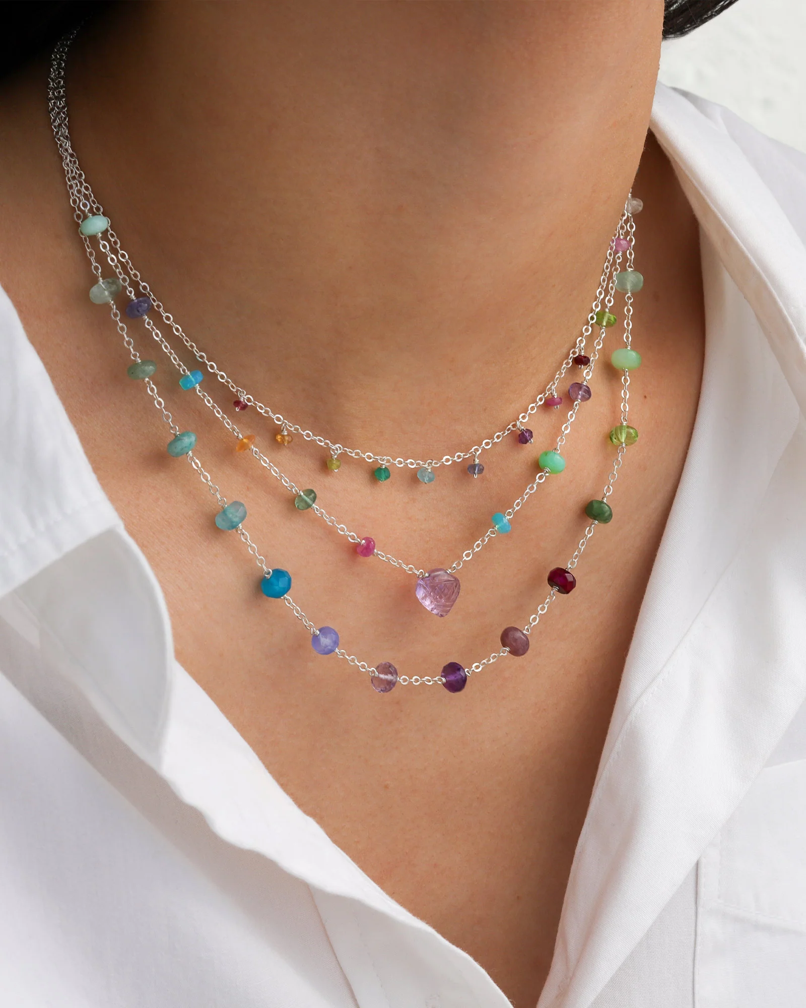 Large Stone Station Necklace - Image 2