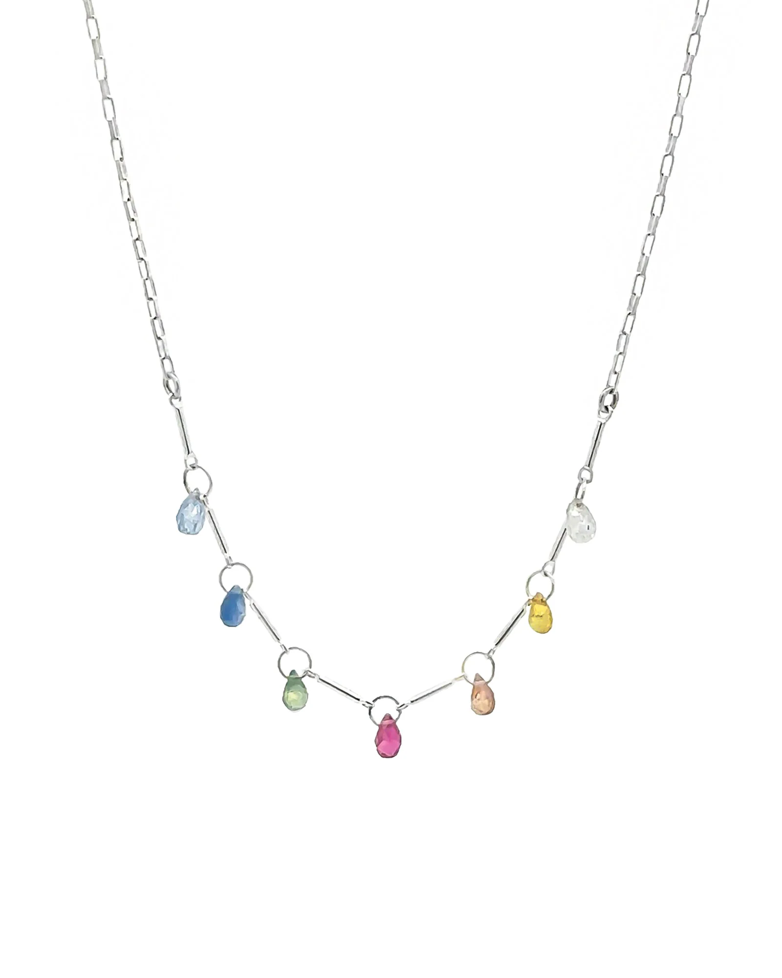 Mixed Teardrop Stone Chain Necklace