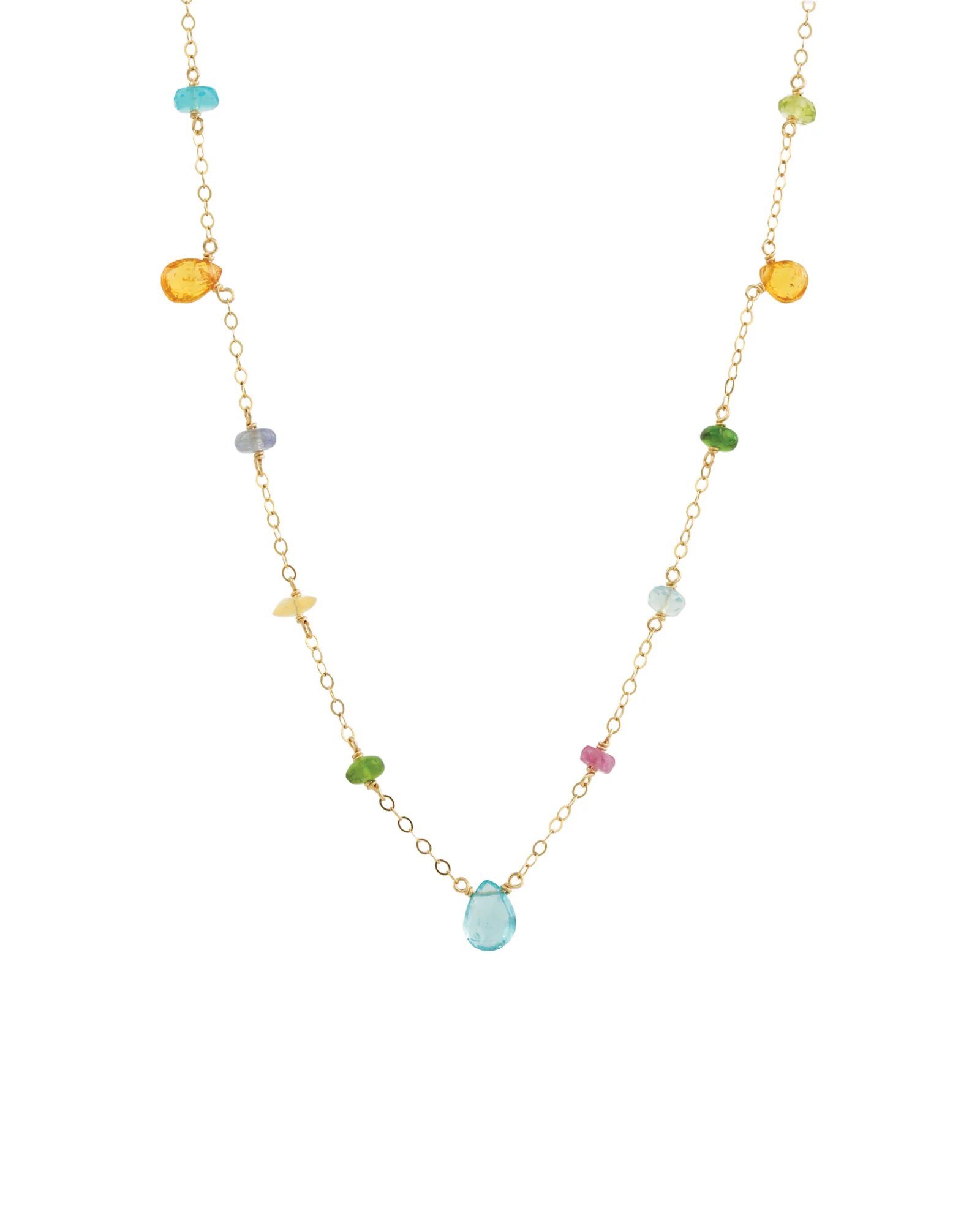 Mixed Teardrop Stone Satellite Necklace