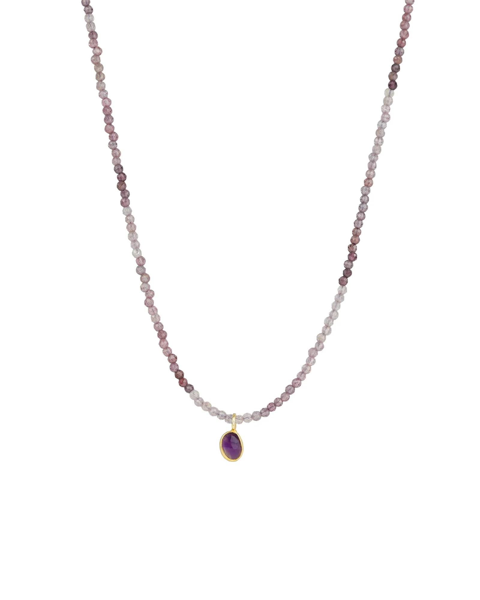 Purple Spinel & Amethyest Charm Beaded Necklace