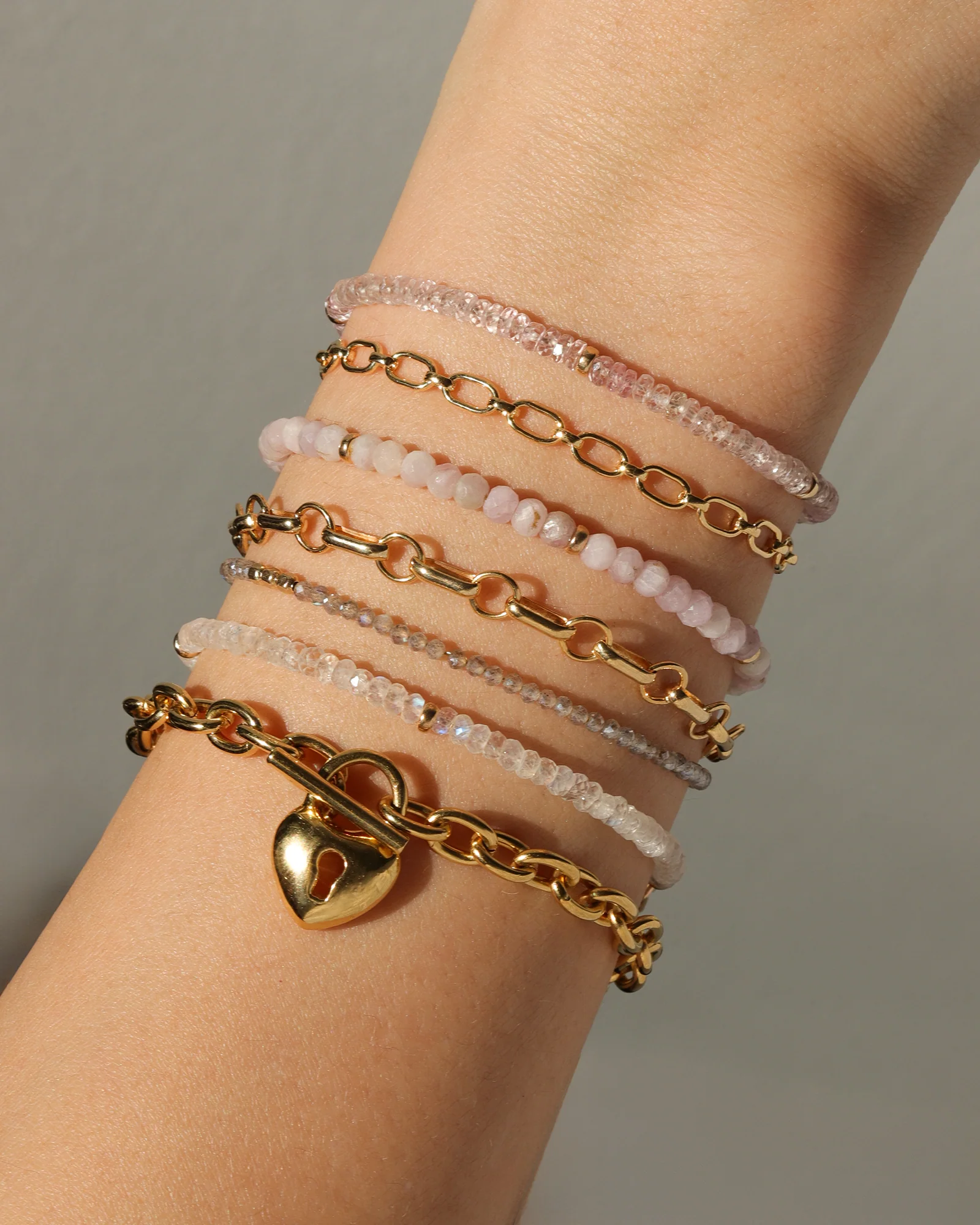 Rainbow Moonstone Beaded Bracelet | 3mm - Image 2