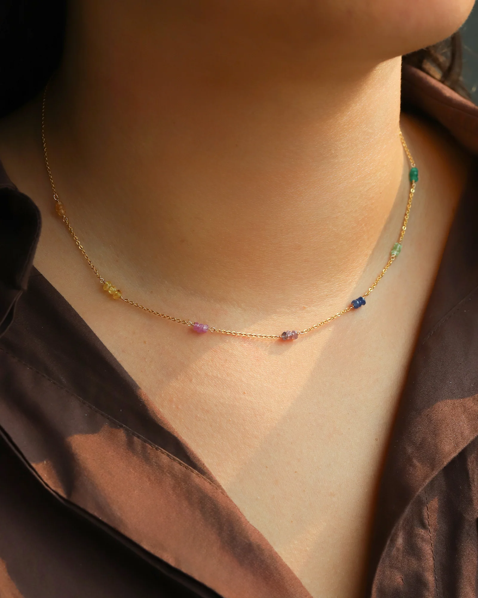 Three Stone Station Necklace - Image 4