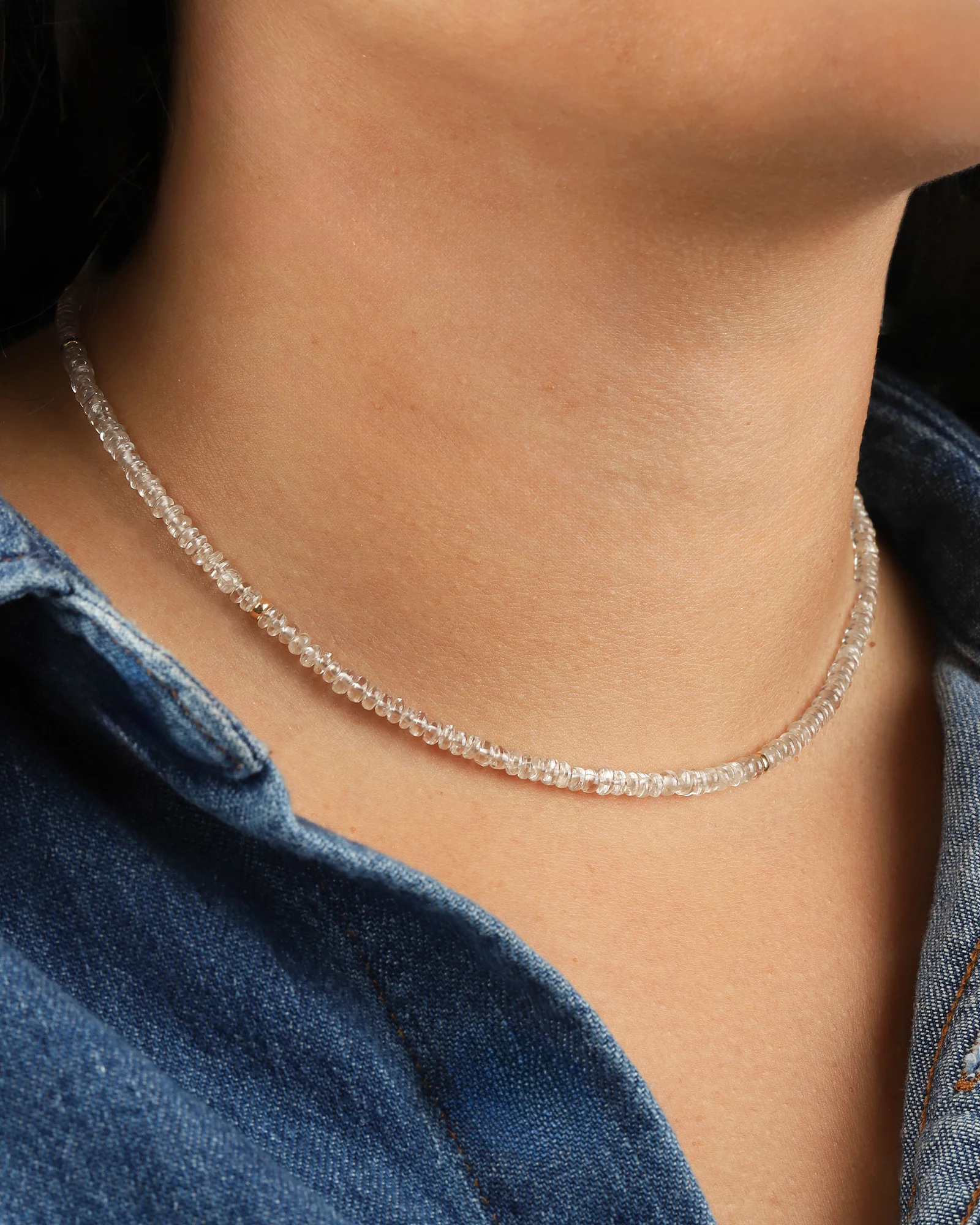 White Zircon Beaded Necklace - Image 4