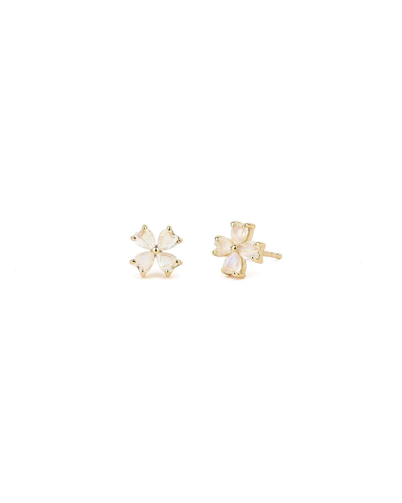 4 Petal Moonstone Studs