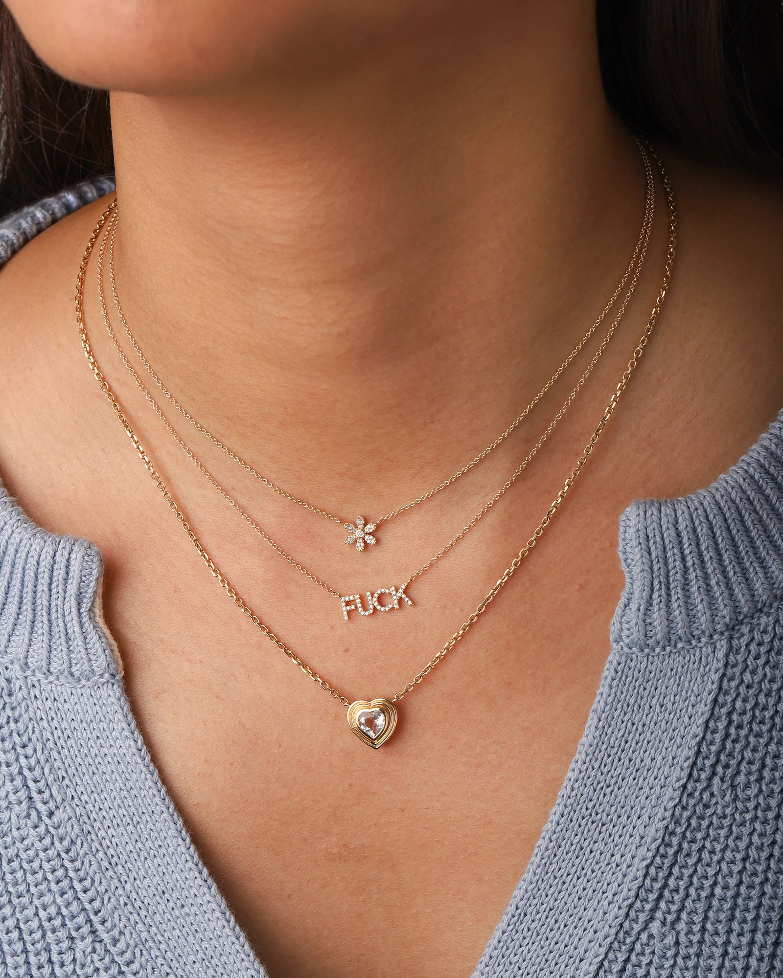 6 Petal Pavé Necklace - Image 2