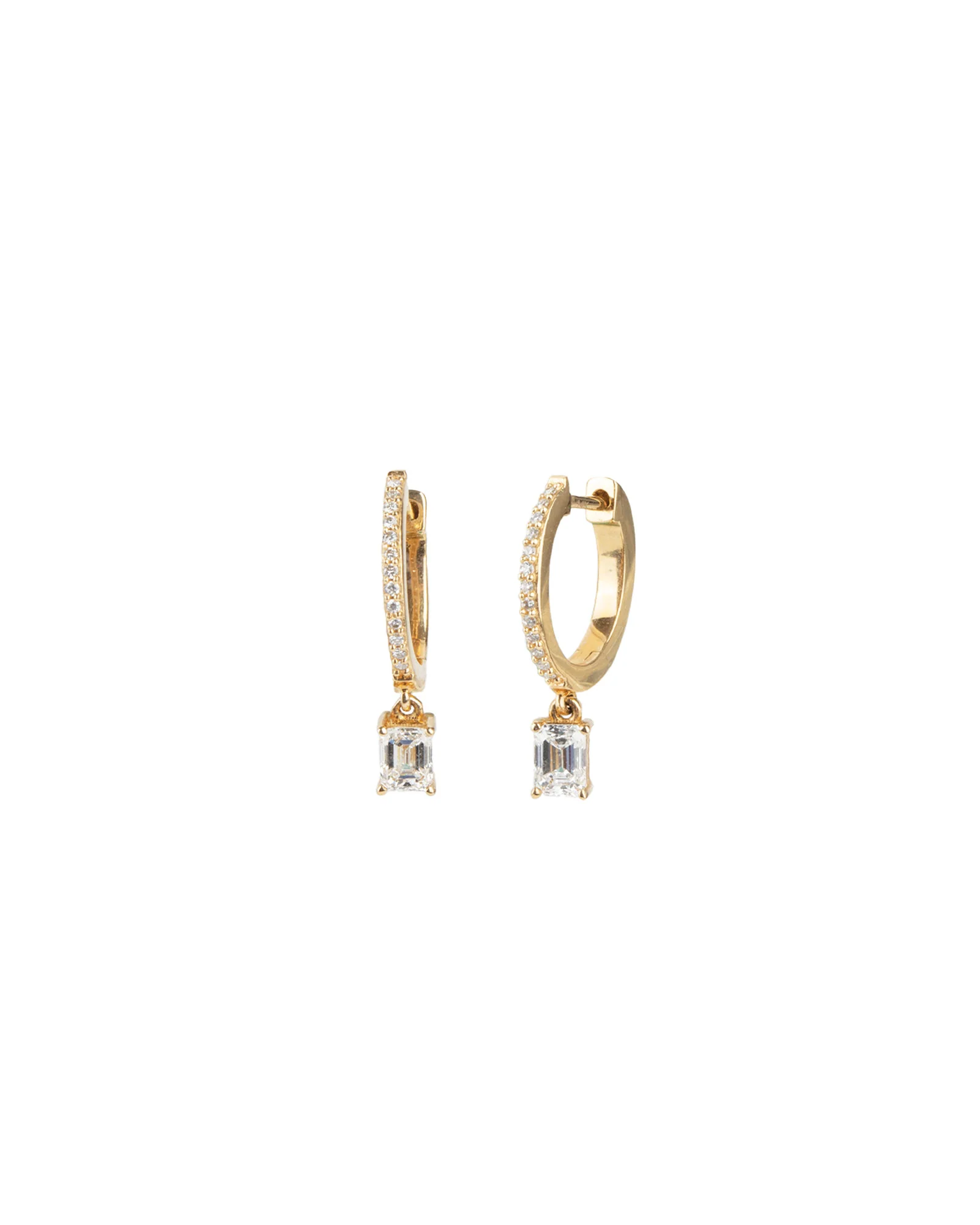 Diamond Baguette Drop Oval Huggies | 10mm