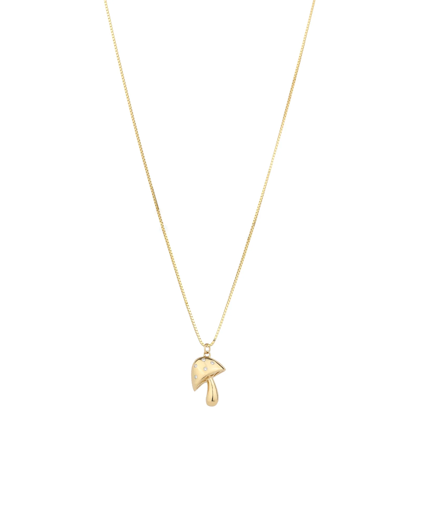 Diamond Mushroom Box Chain Necklace