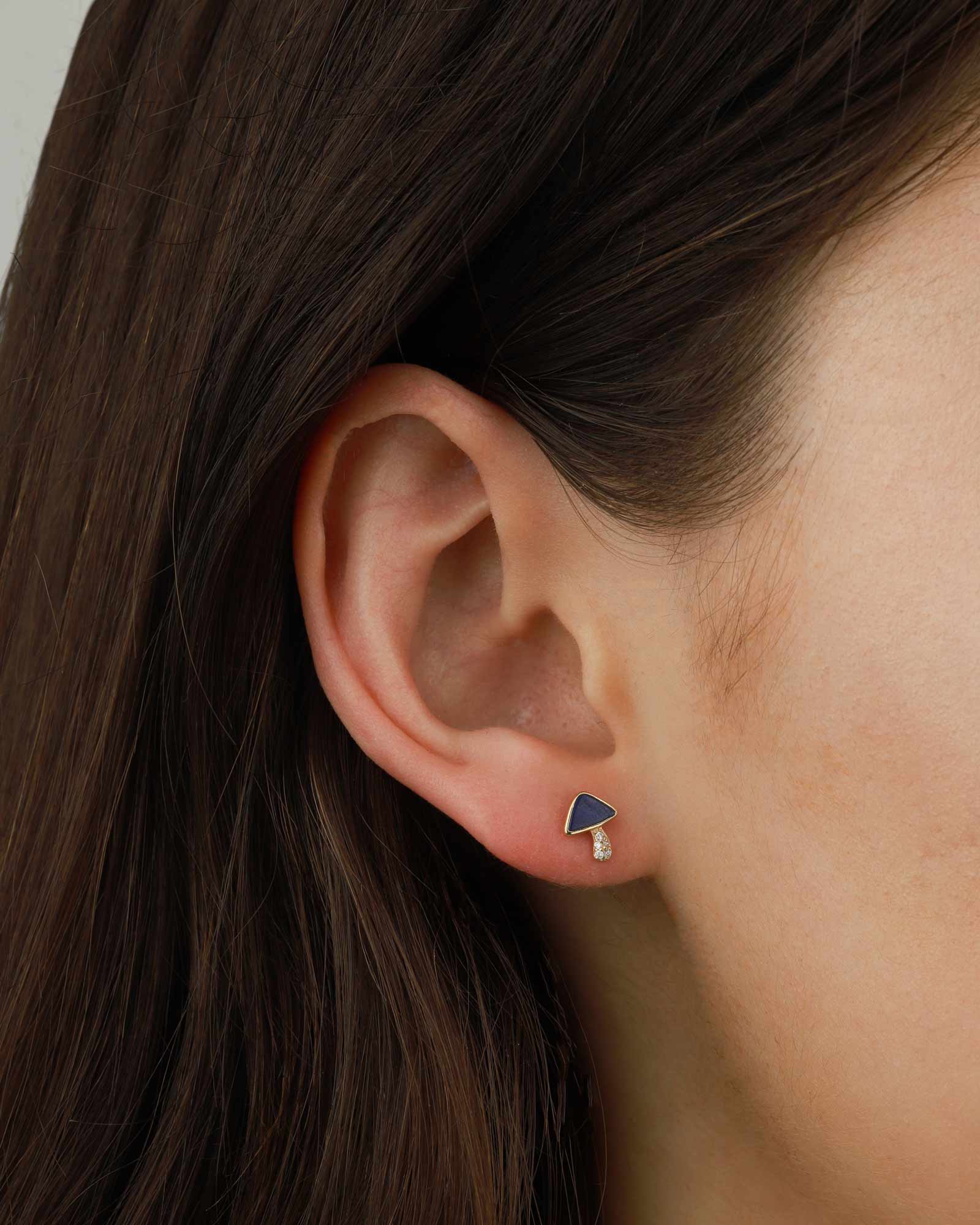 Diamond Mushroom Studs | Lapis - Image 2