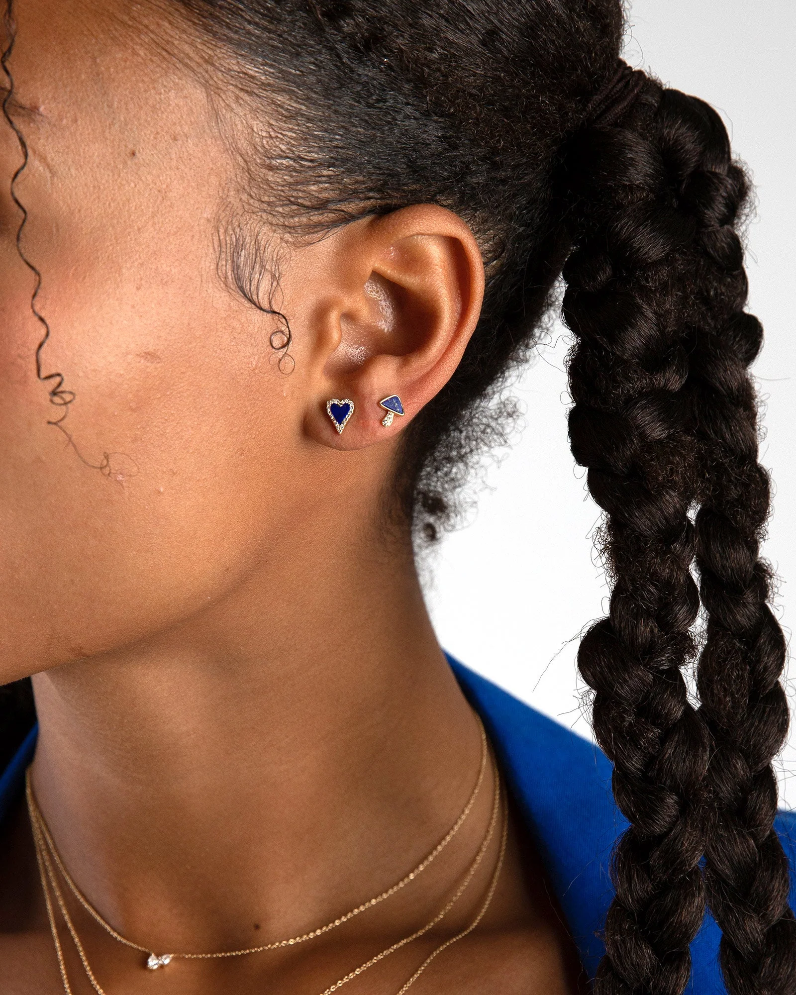 Diamond Mushroom Studs | Lapis - Image 4