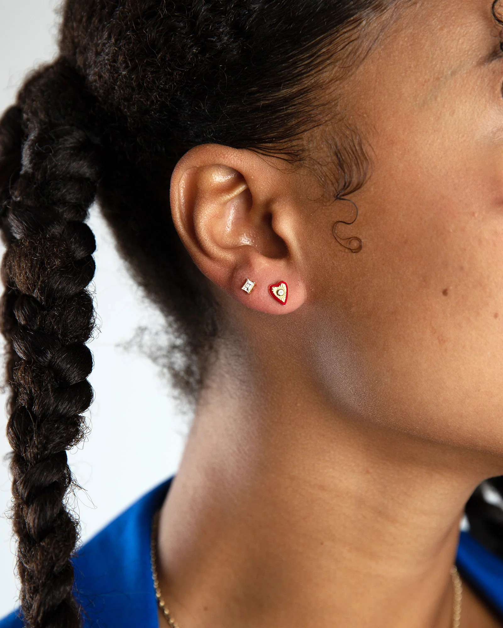 Enamel Diamond Heart Studs - Image 2