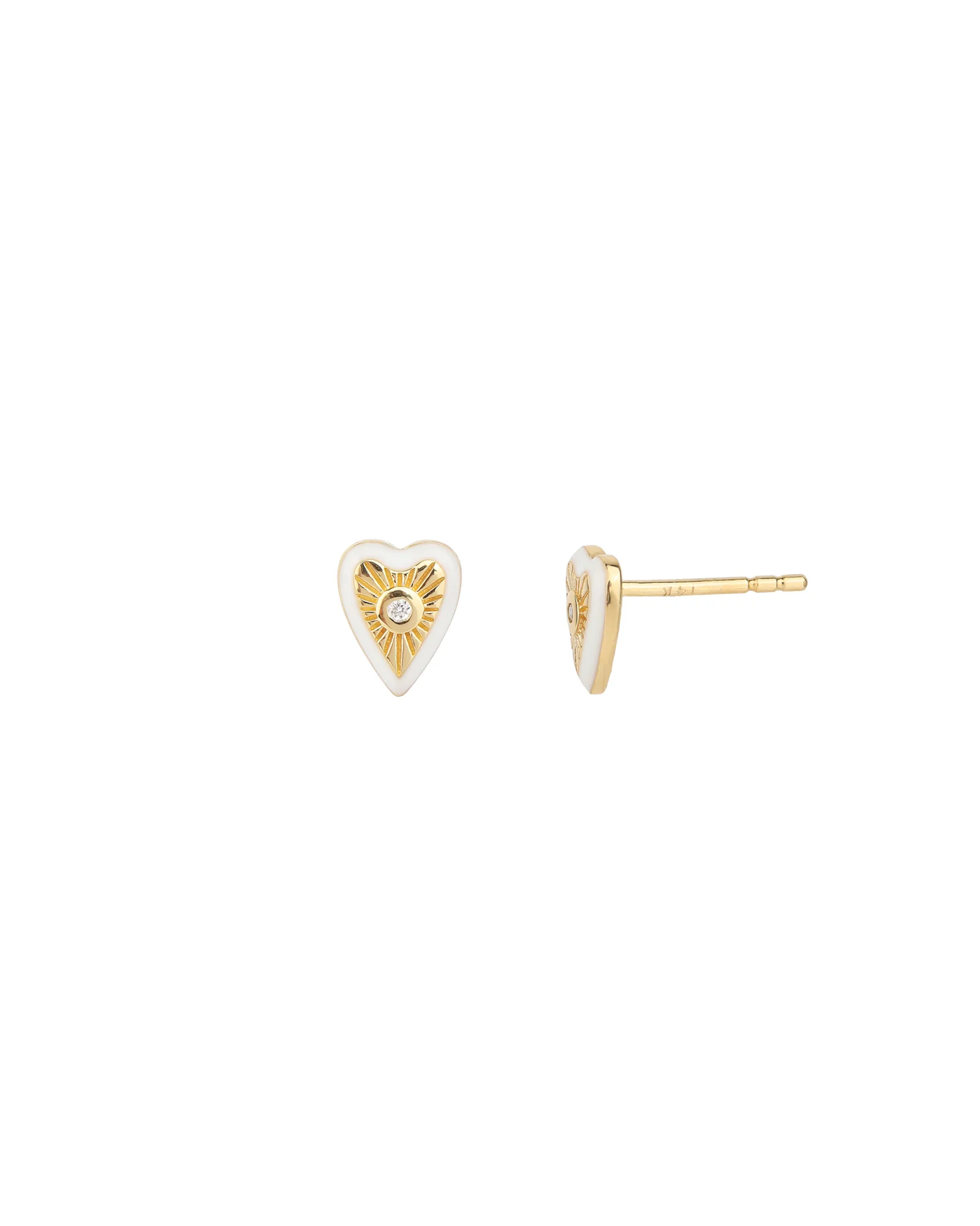 Enamel Diamond Heart Studs