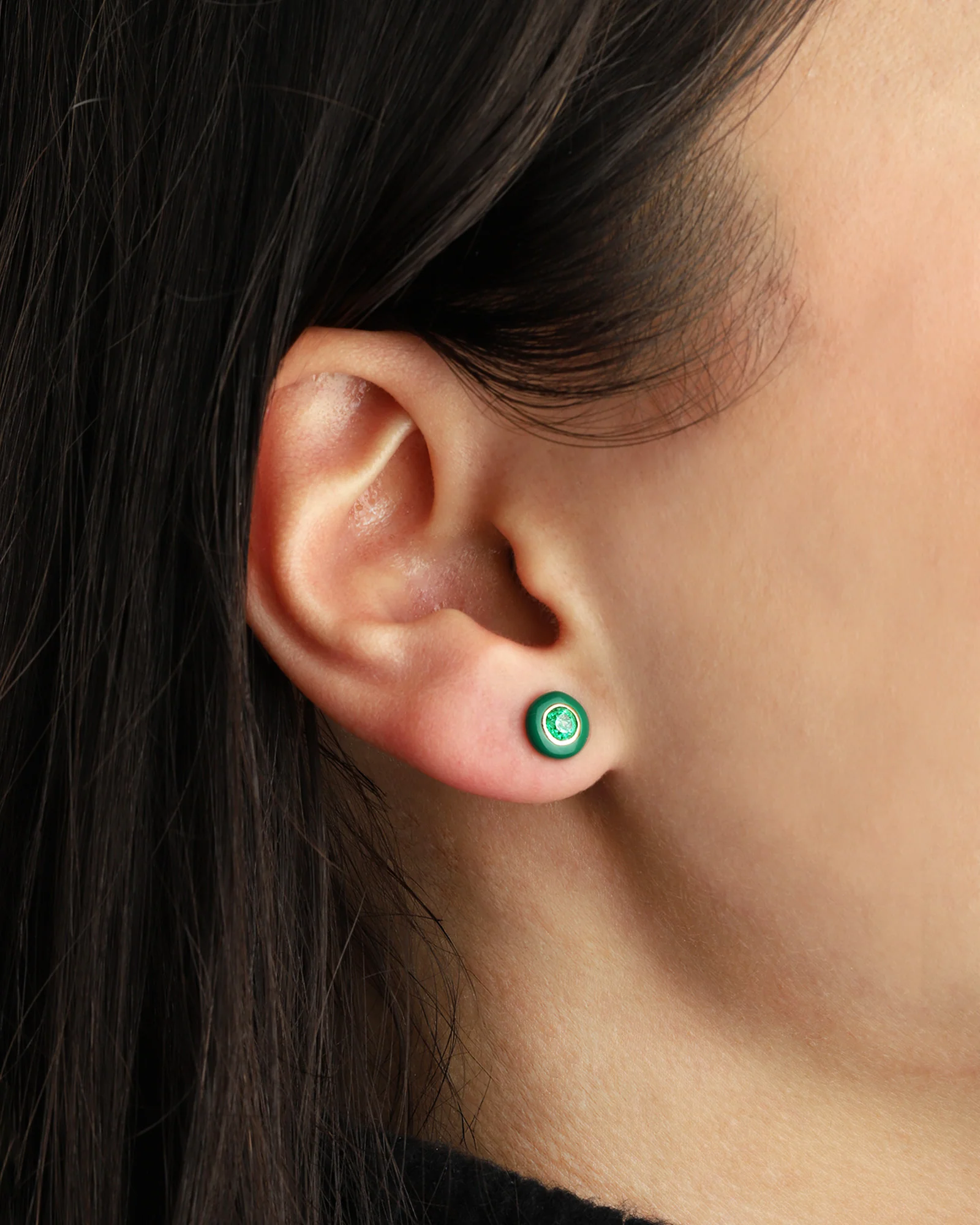 Enamel Round Stone Studs - Image 2