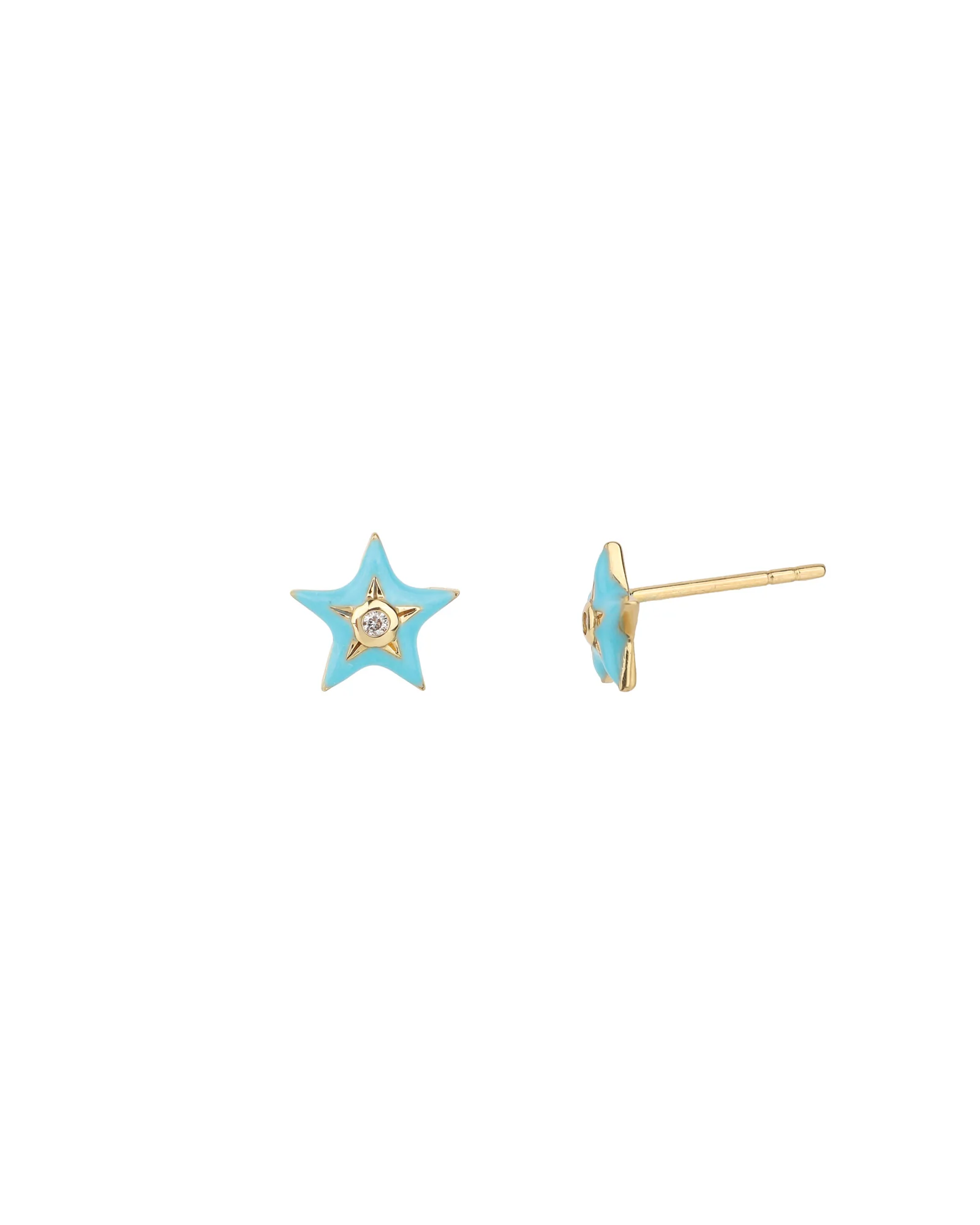 Enamel Star Diamond Studs