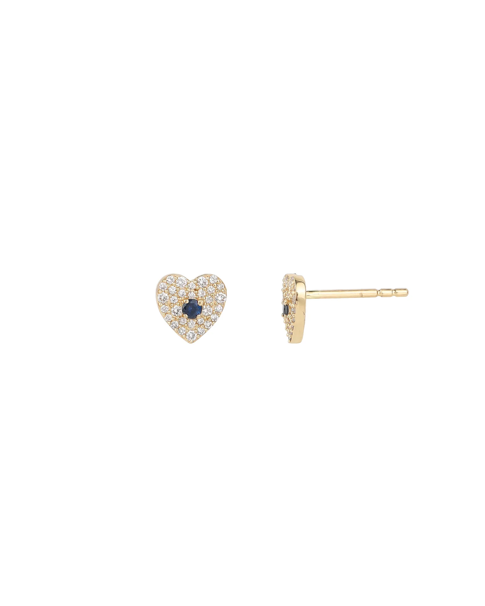 Pavé Heart Sapphire Studs