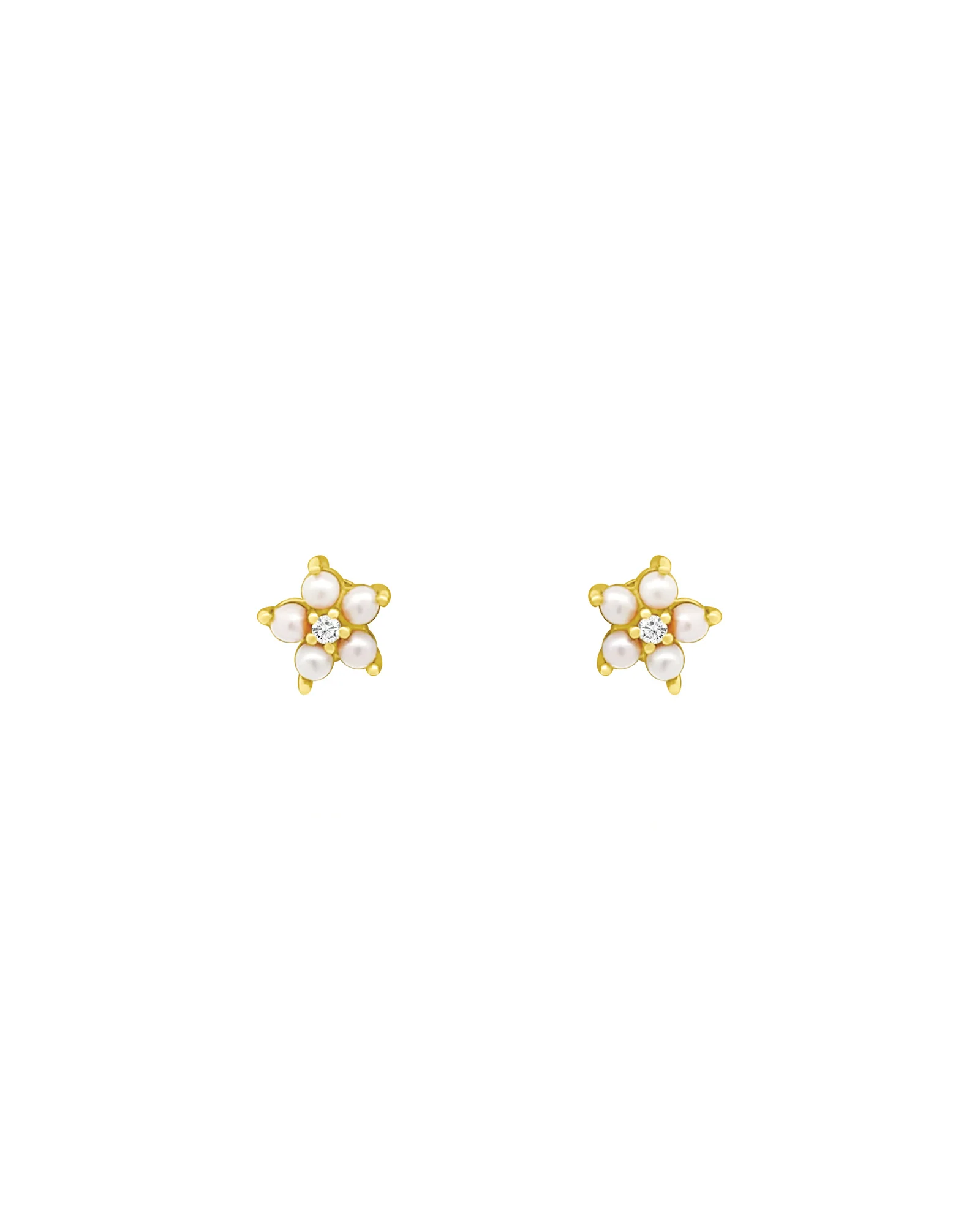 Pearl Diamond Flower Studs