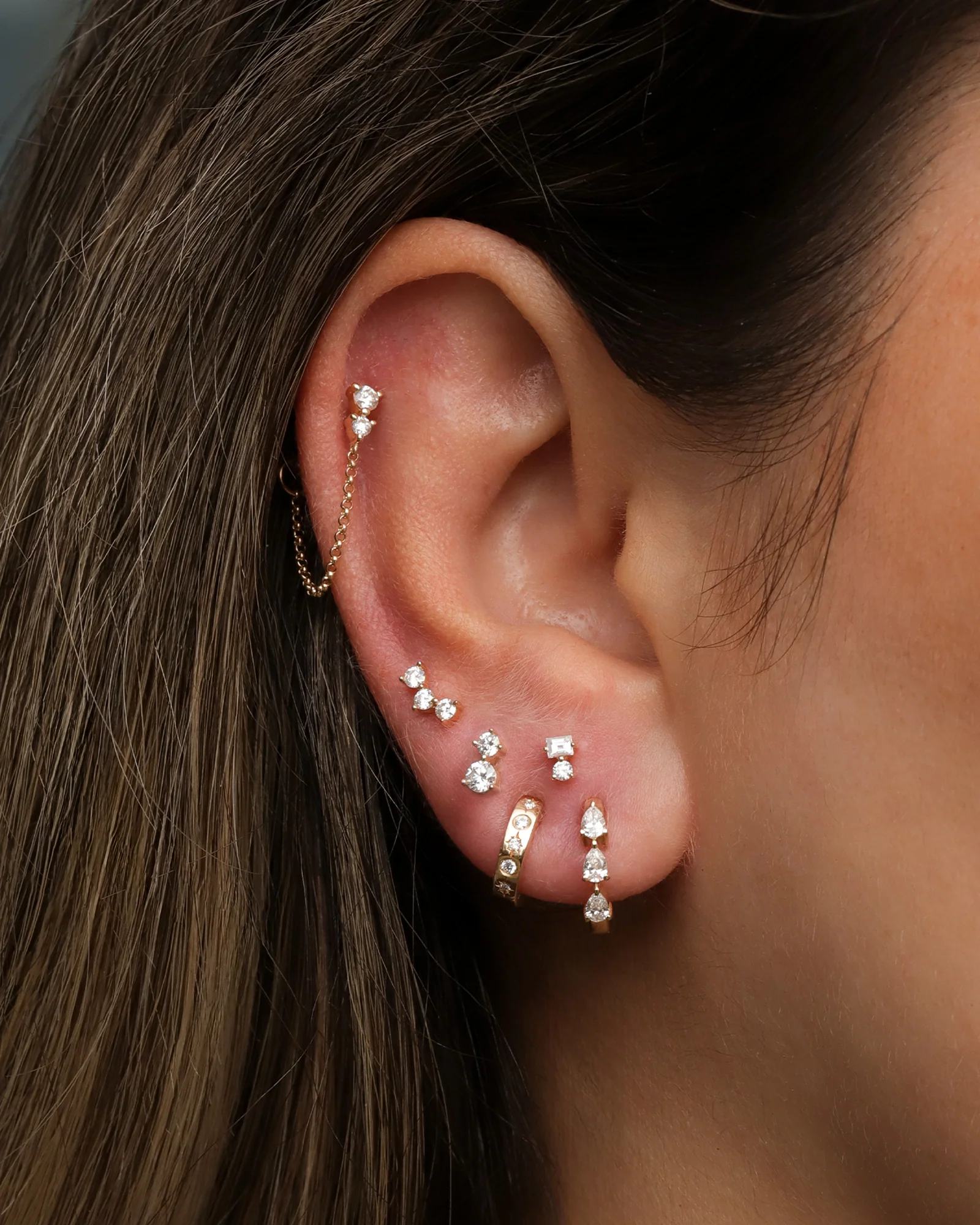 Rectangle Round Diamond Studs - Image 2
