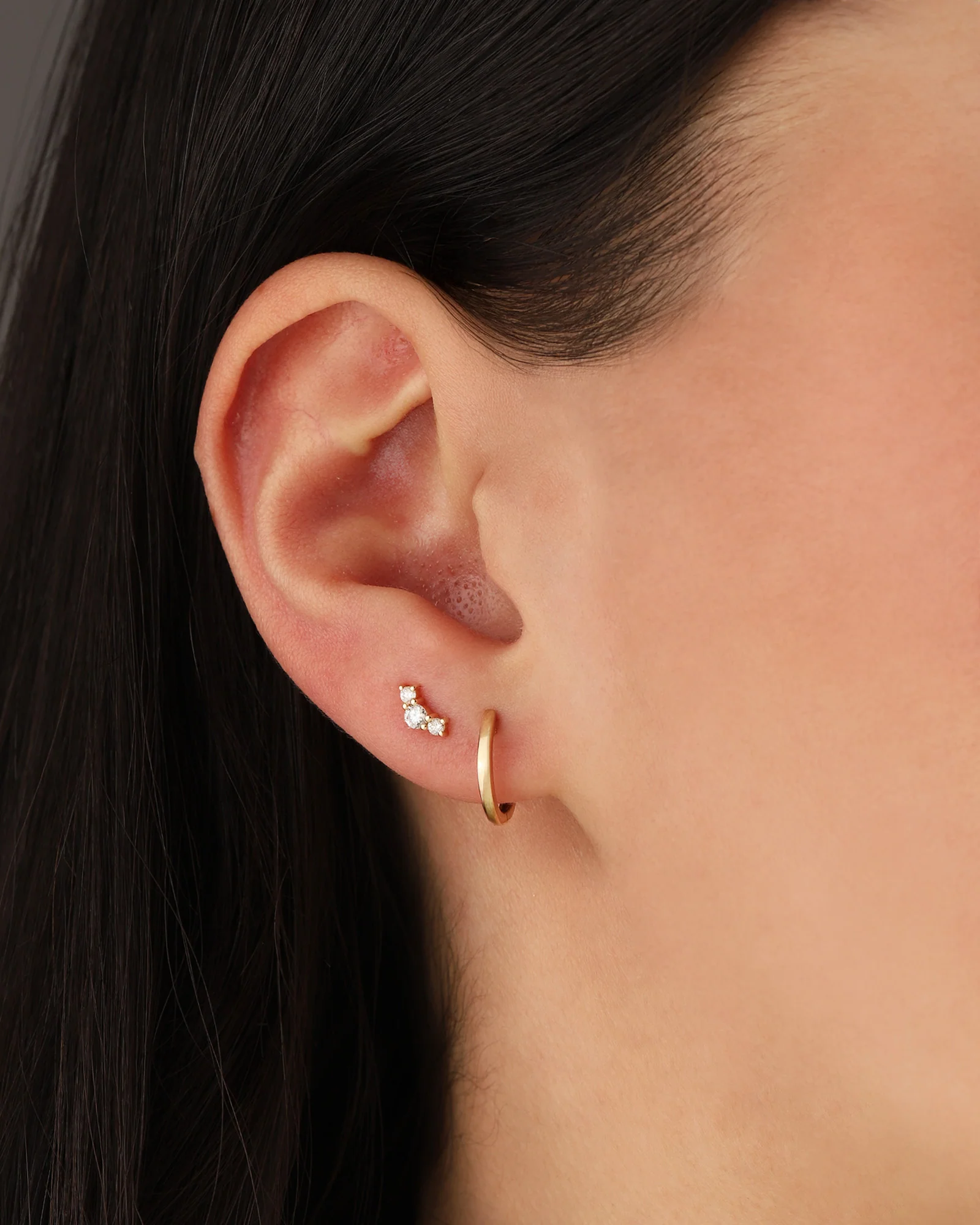 Three Diamond Curved Studs - Image 2