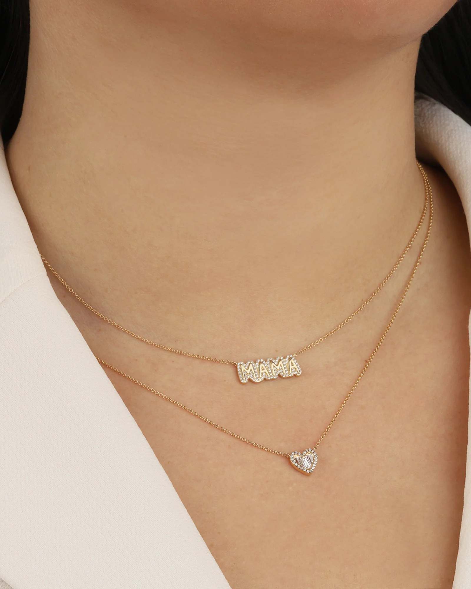 Heart Baguette Diamond Necklace - Image 2