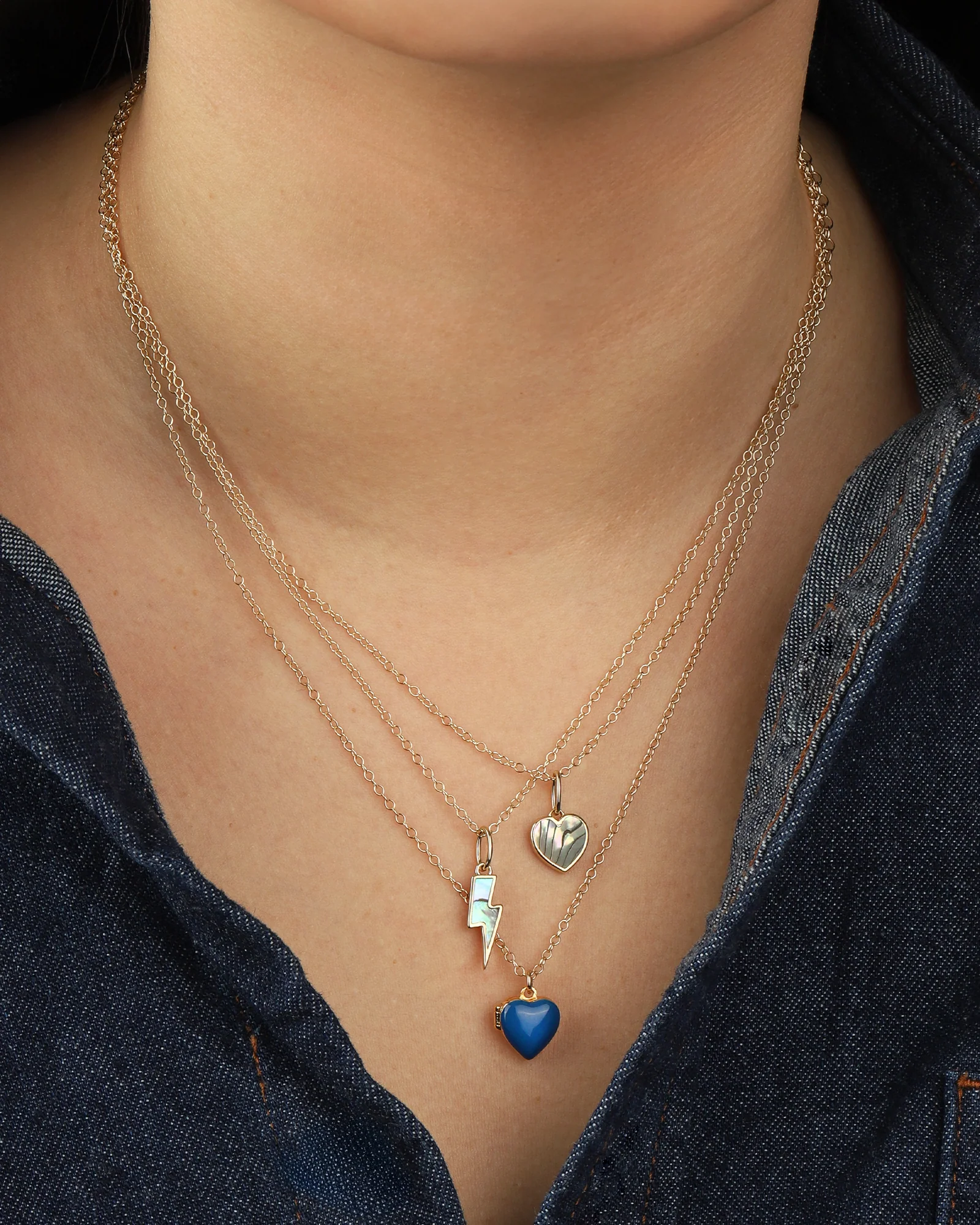 Abalone Lightning Bolt Charm Necklace - Image 2