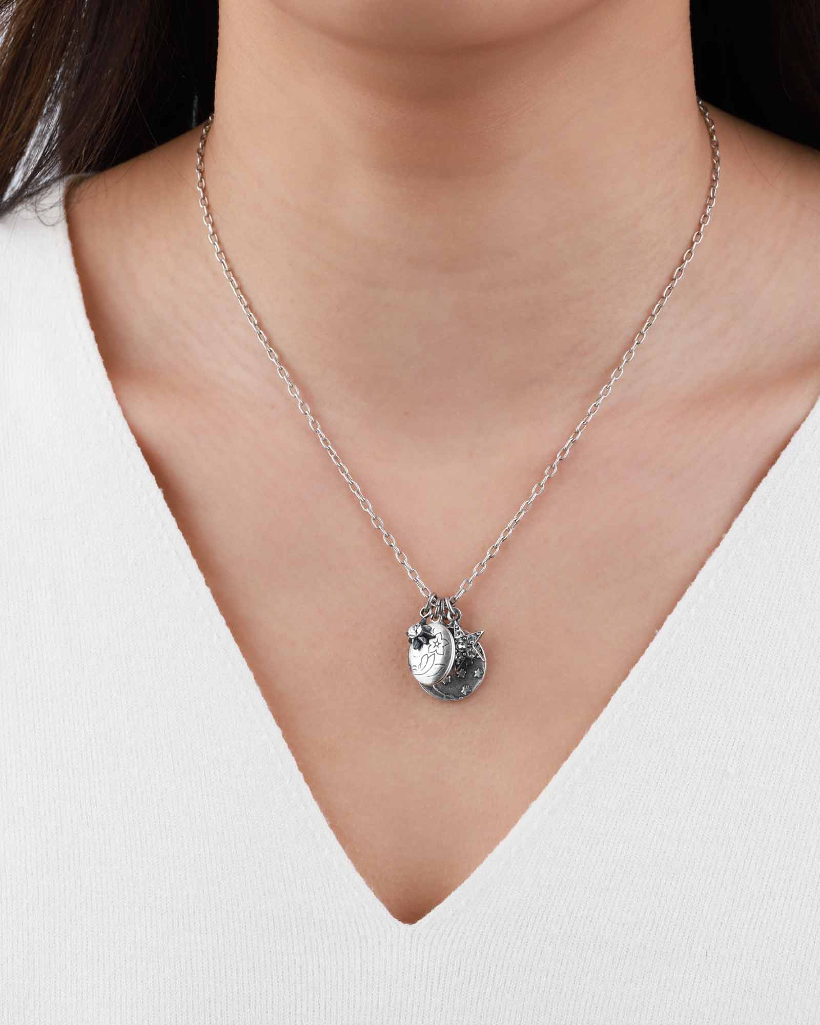 Moon & Star Locket Charm Necklace - Image 2