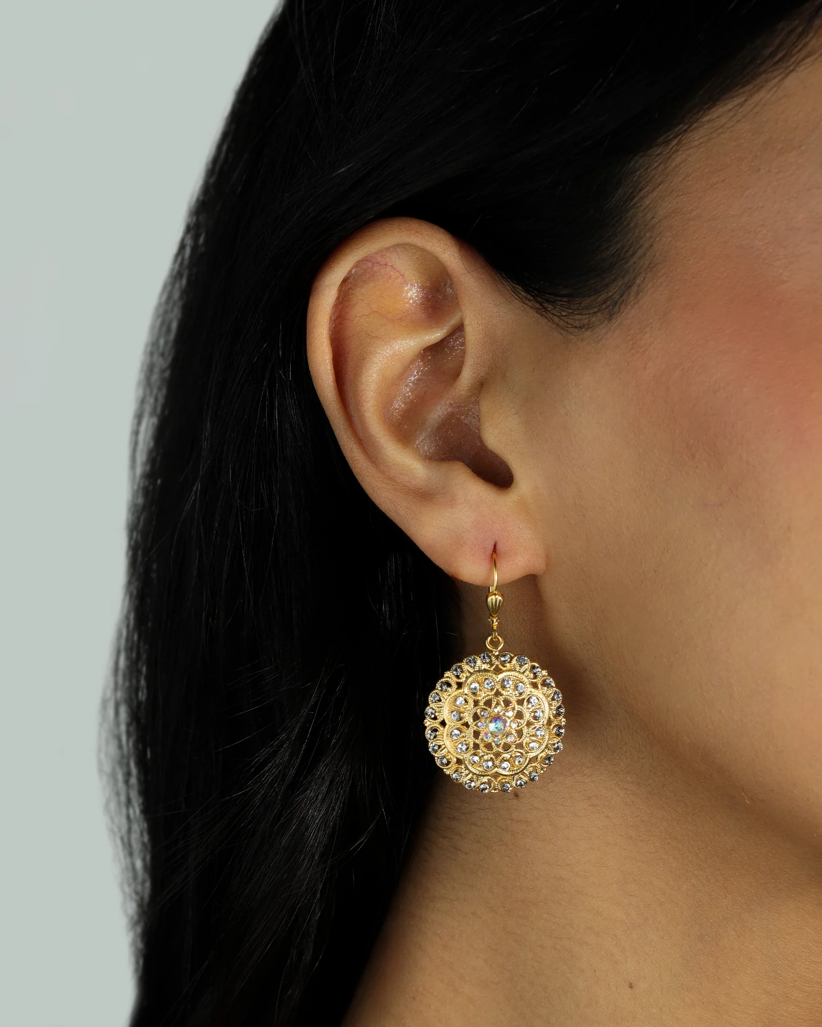 Round Filigree Pavé Crystal Hooks - Image 2