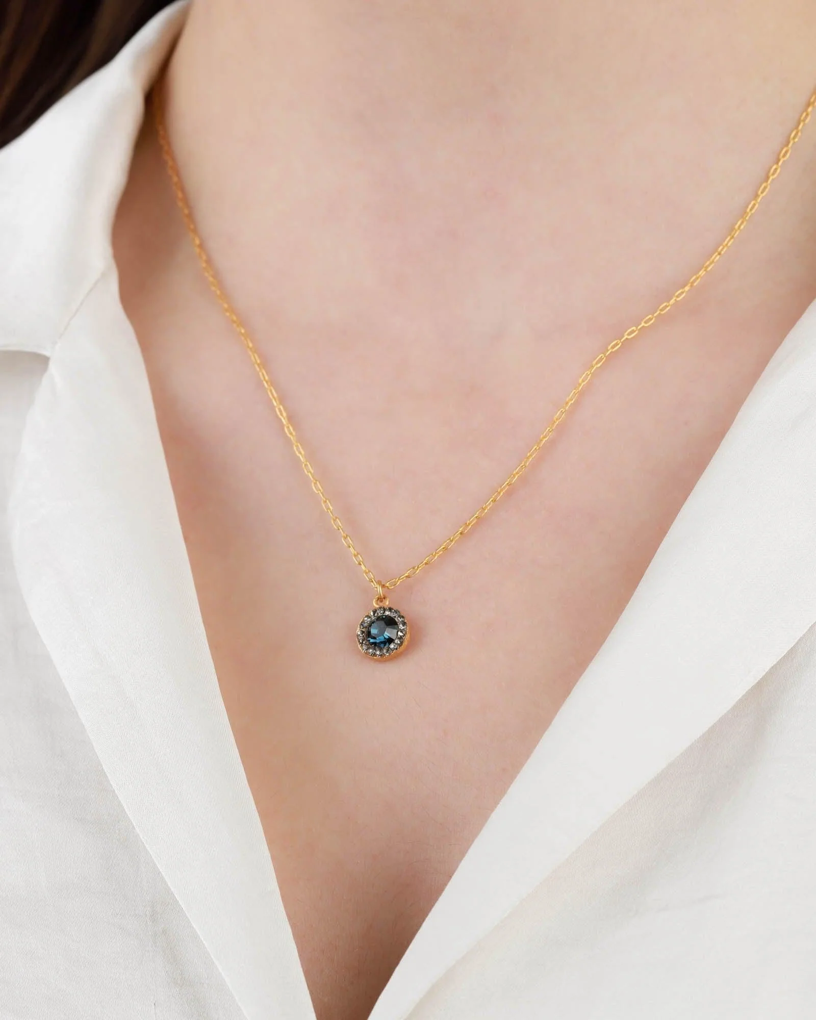 Round Pavé Halo Necklace - Image 2