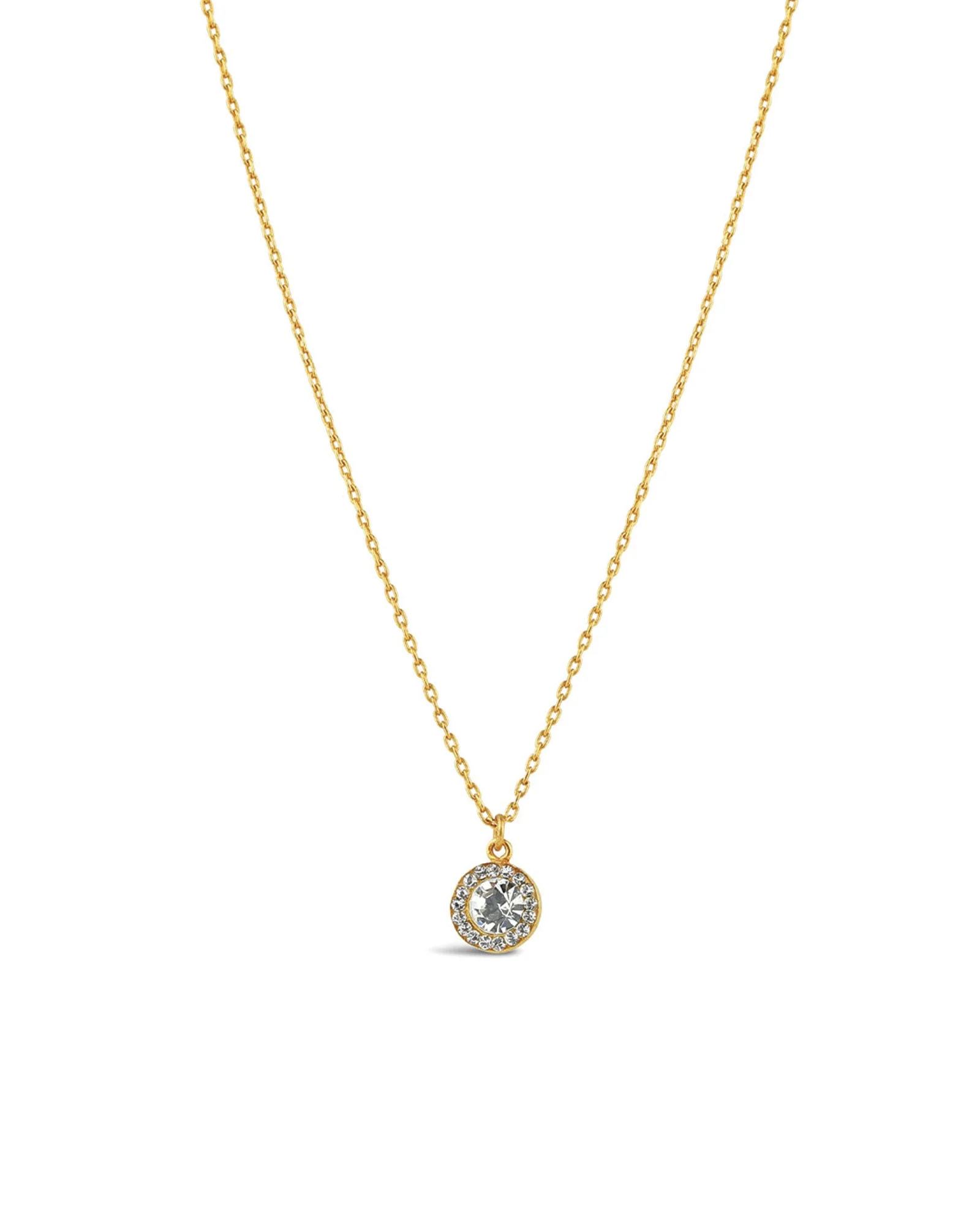 Round Pavé Halo Necklace