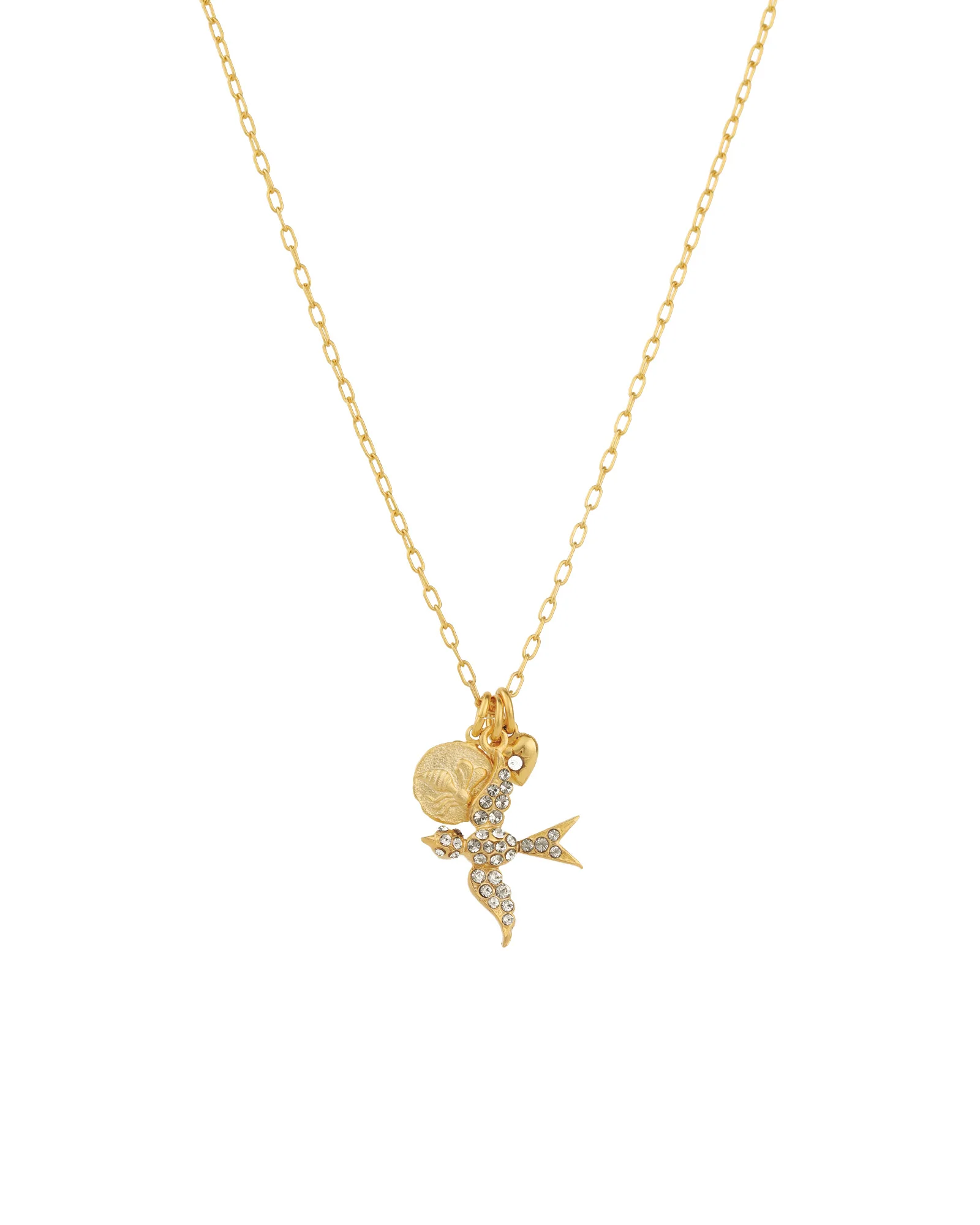 Swallow Heart Charm Necklace