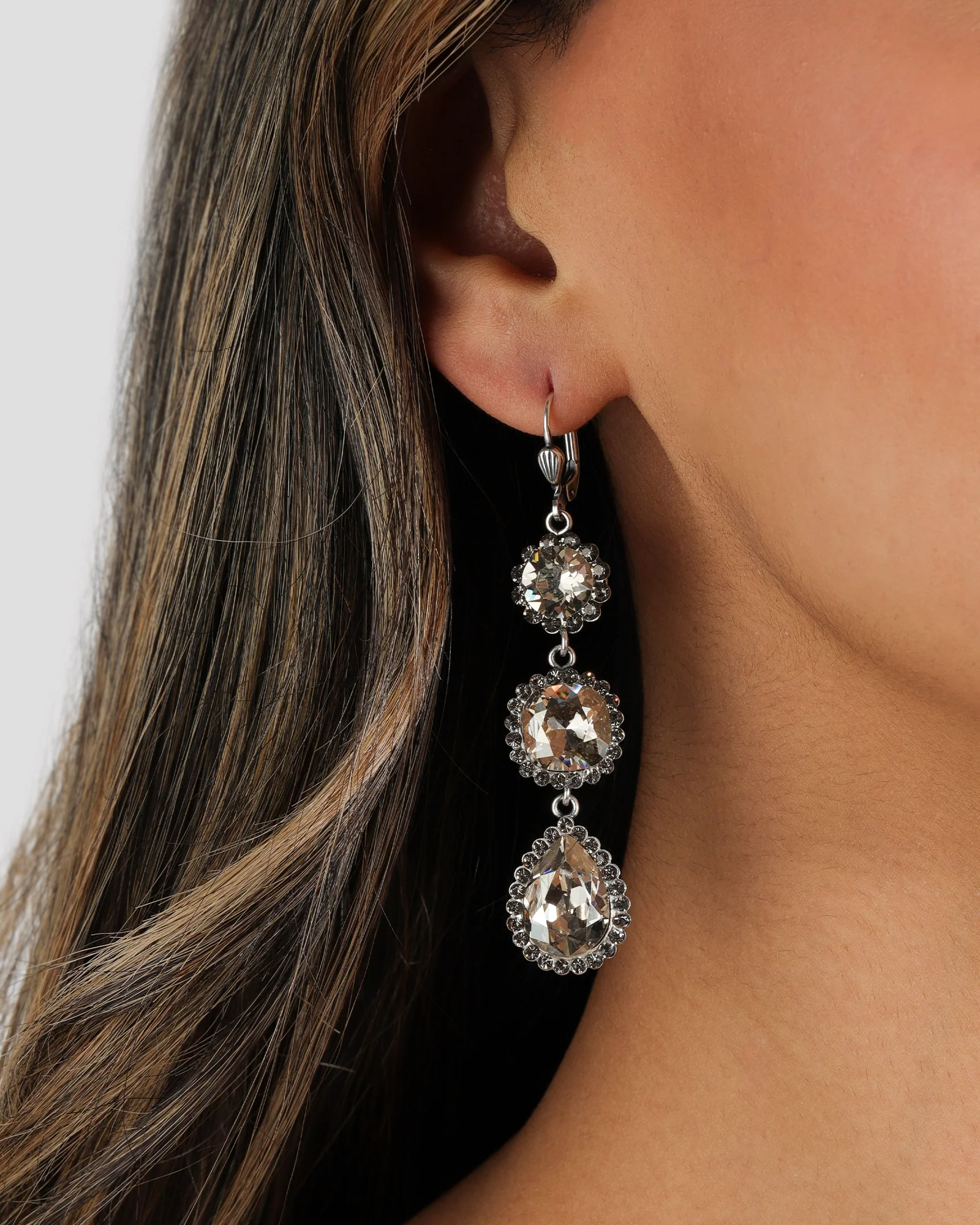 Three Crystal Halo Drop Hooks - Image 2