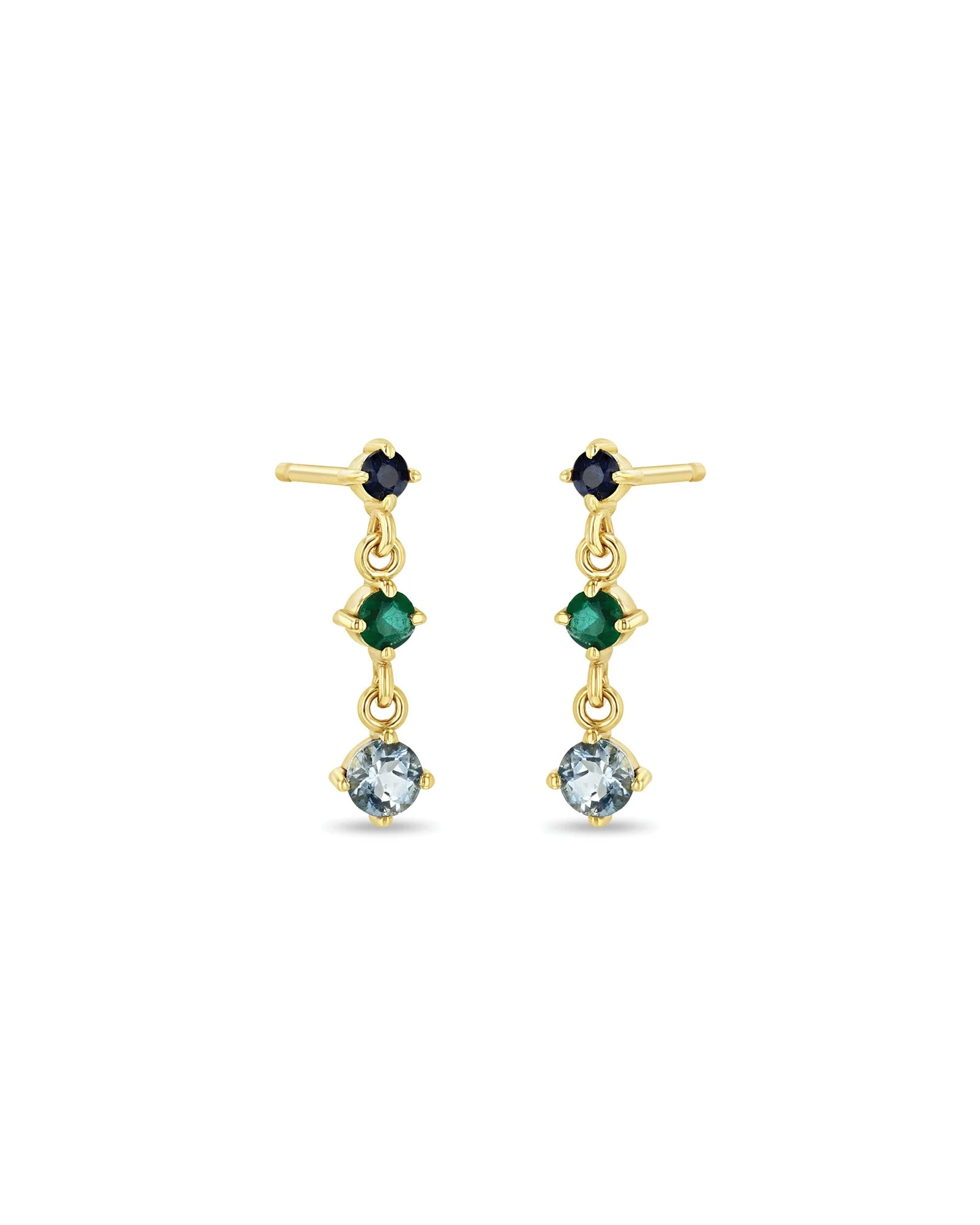 Linked Graduated Ombre Gemstone Drop Earrings