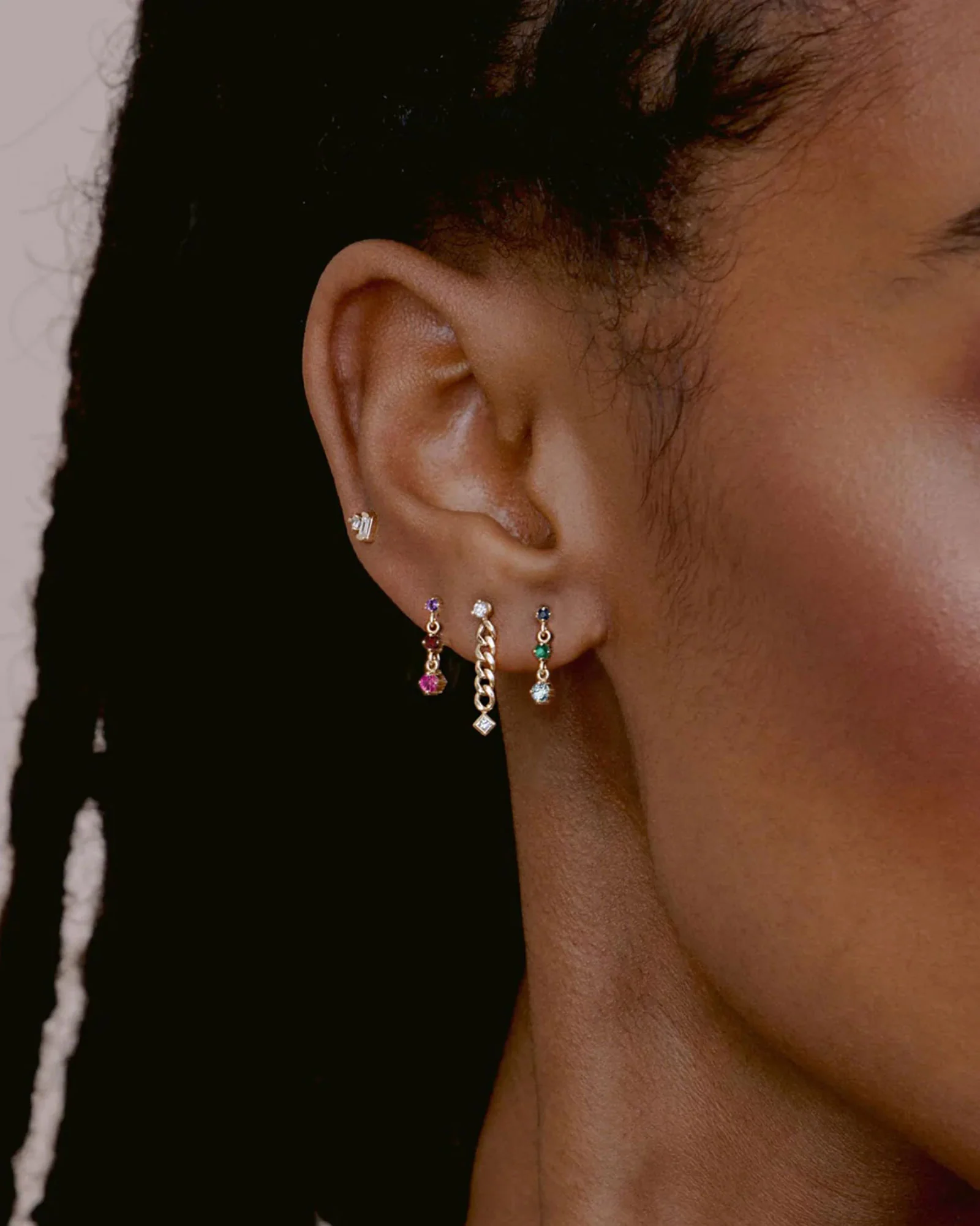Linked Graduated Ombre Gemstone Drop Earrings - Image 2