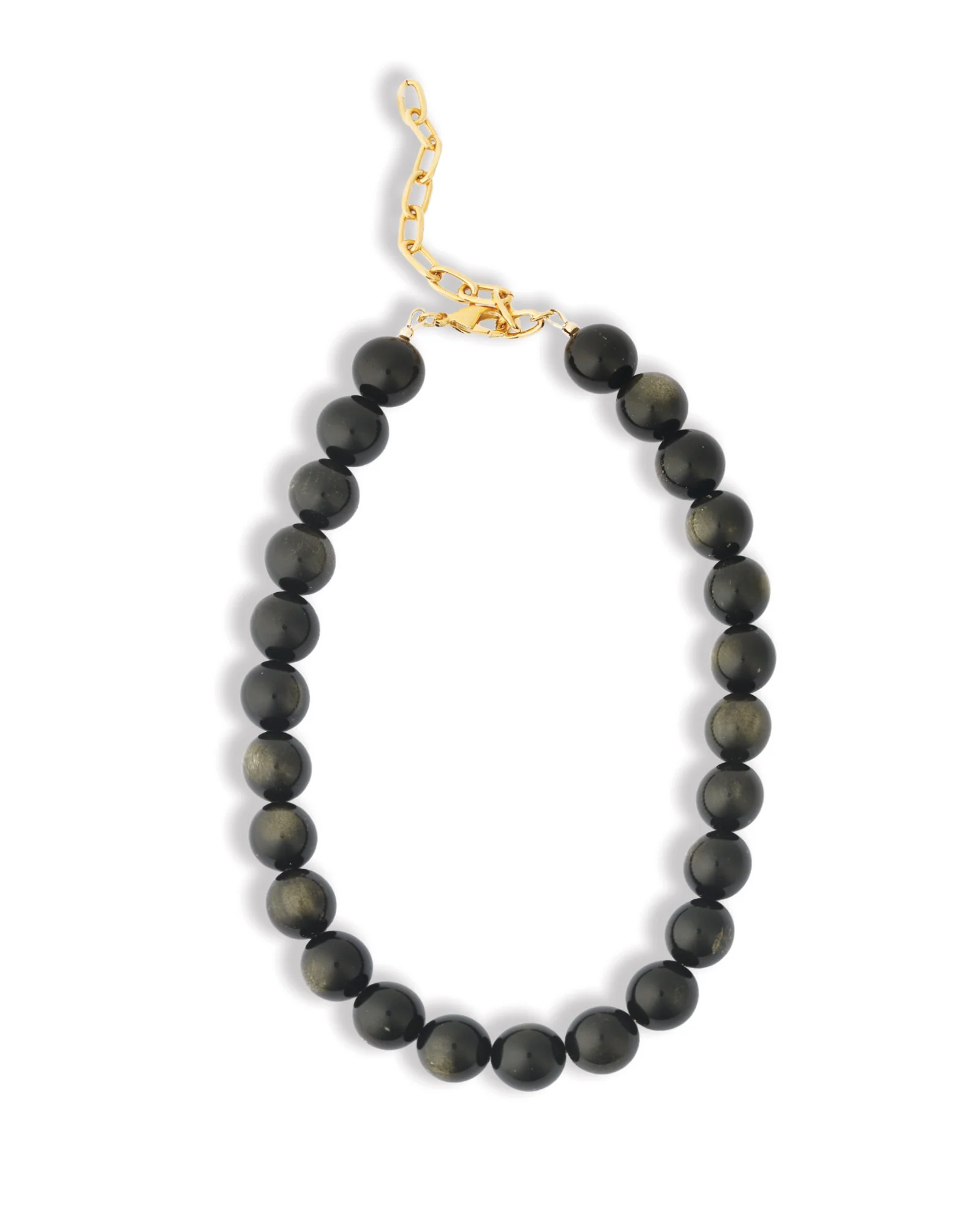 Golden Obsidian Chunky Beaded Necklace | 14mm - Image 3