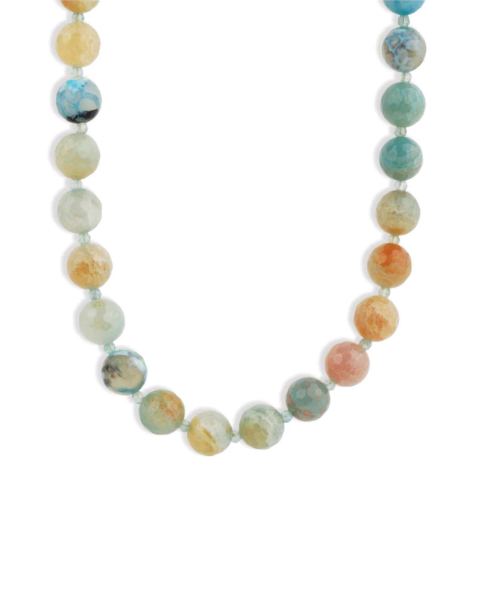 Blue Agate Long Faceted Beaded Necklace | 10mm