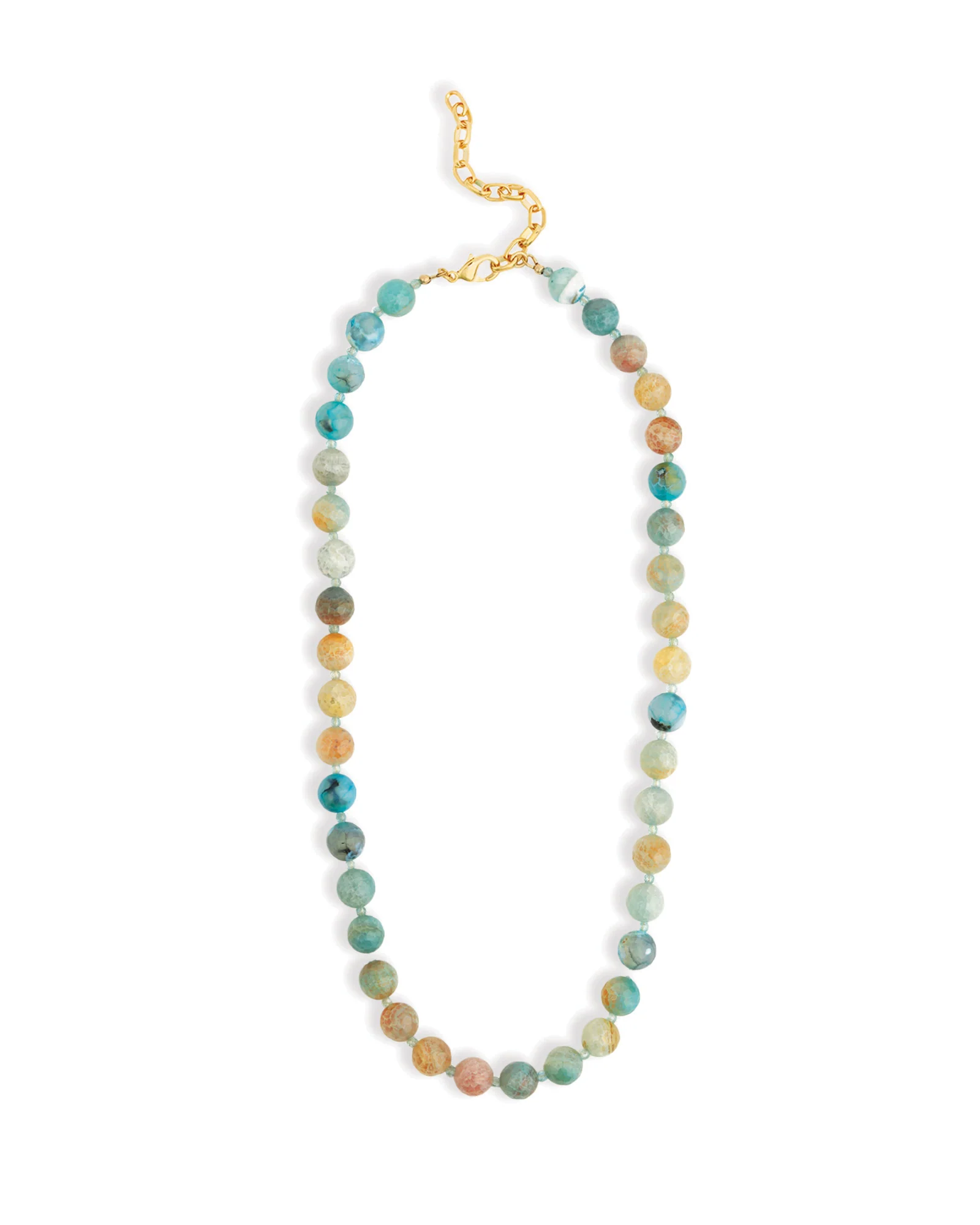 Blue Agate Long Faceted Beaded Necklace | 10mm - Image 3