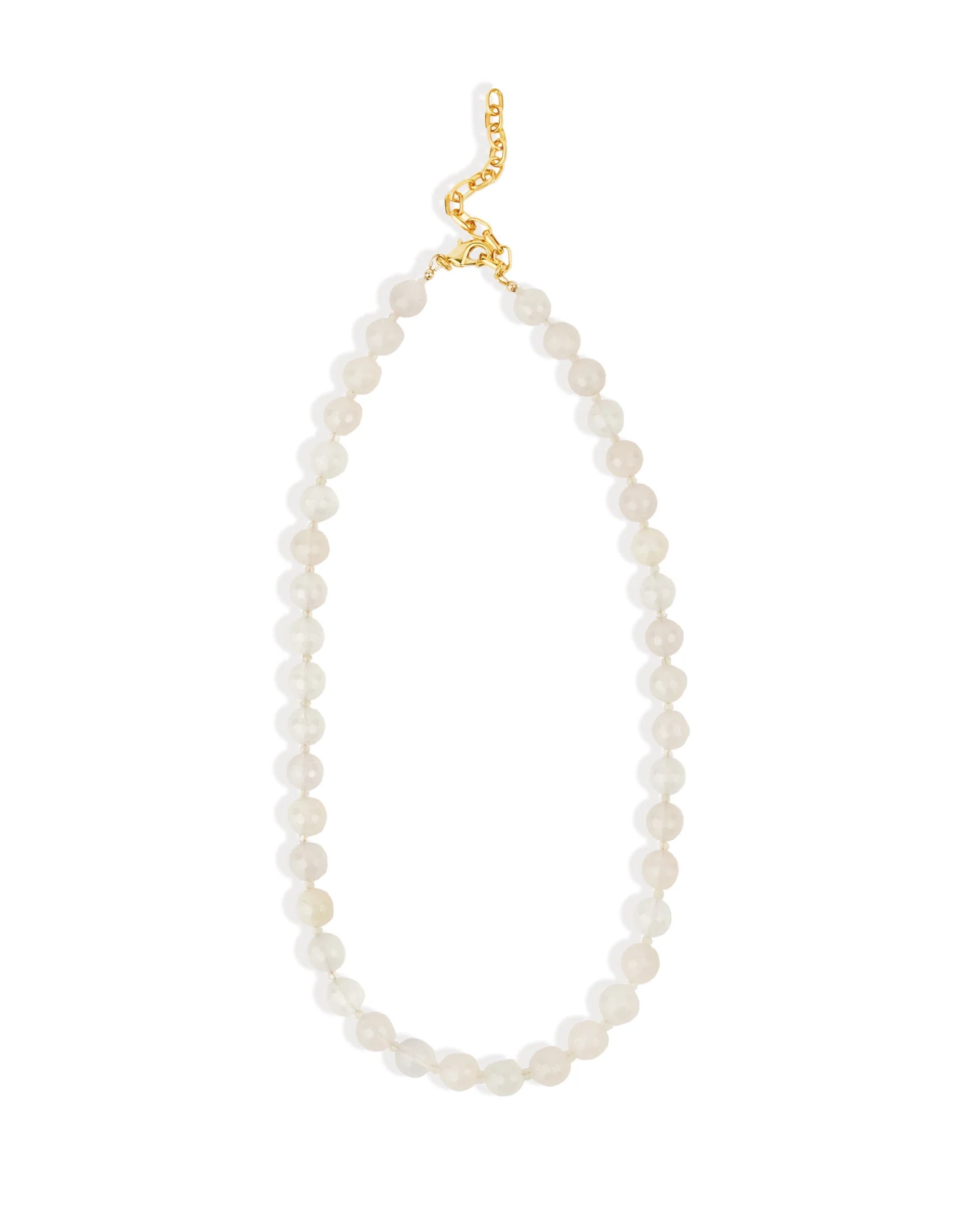 White Agate Long Faceted Beaded Necklace | 10mm - Image 3