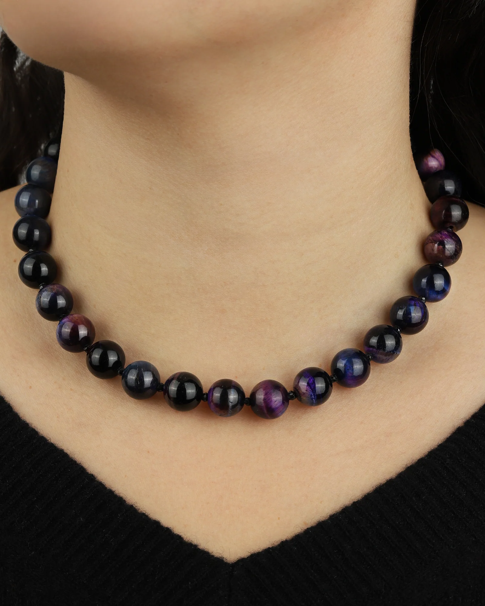 Galaxy Tiger Eye Chunky Beaded Necklace | 12mm - Image 2