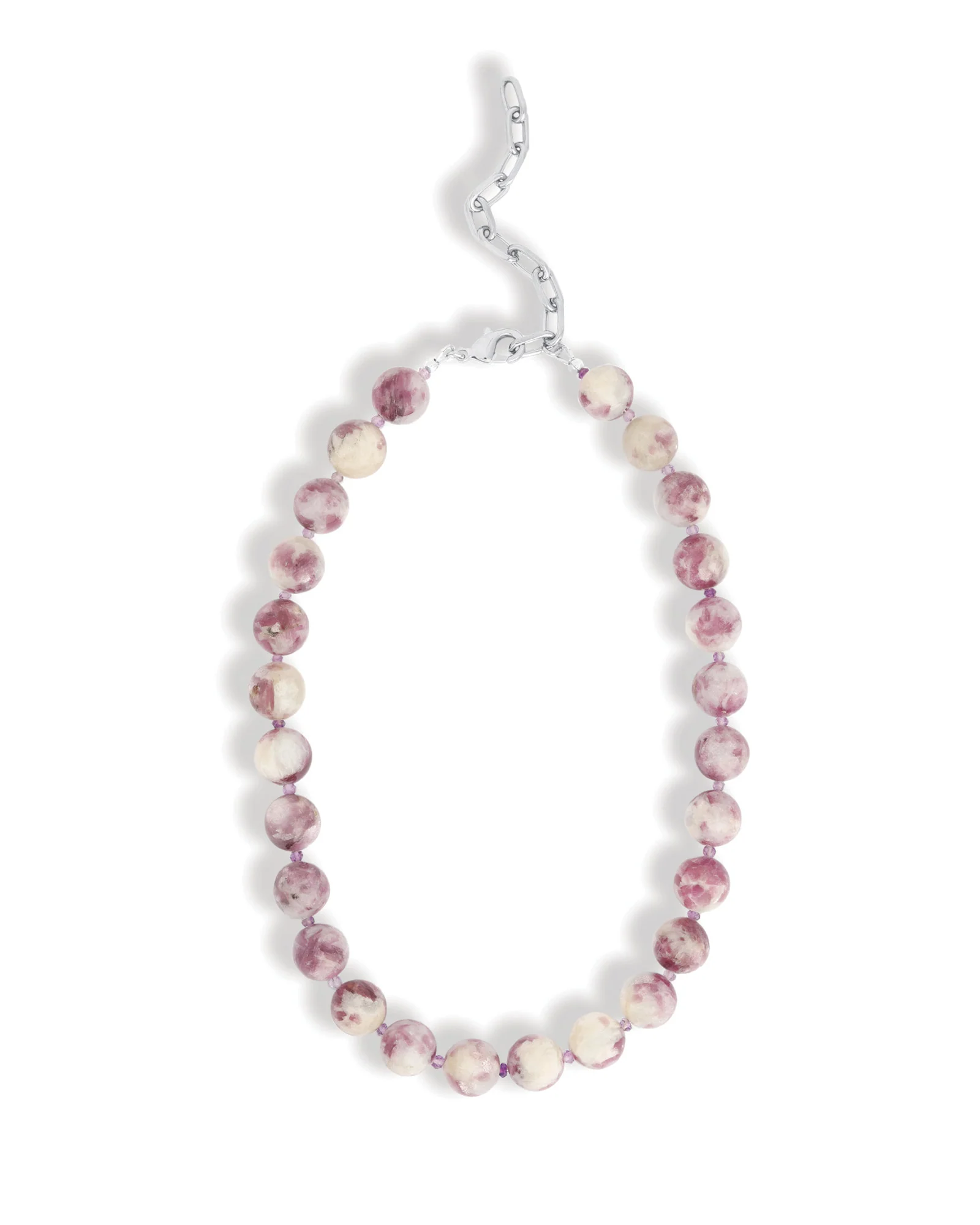 Lepidolite Tourmaline Chunky Beaded Necklace | 12mm - Image 3