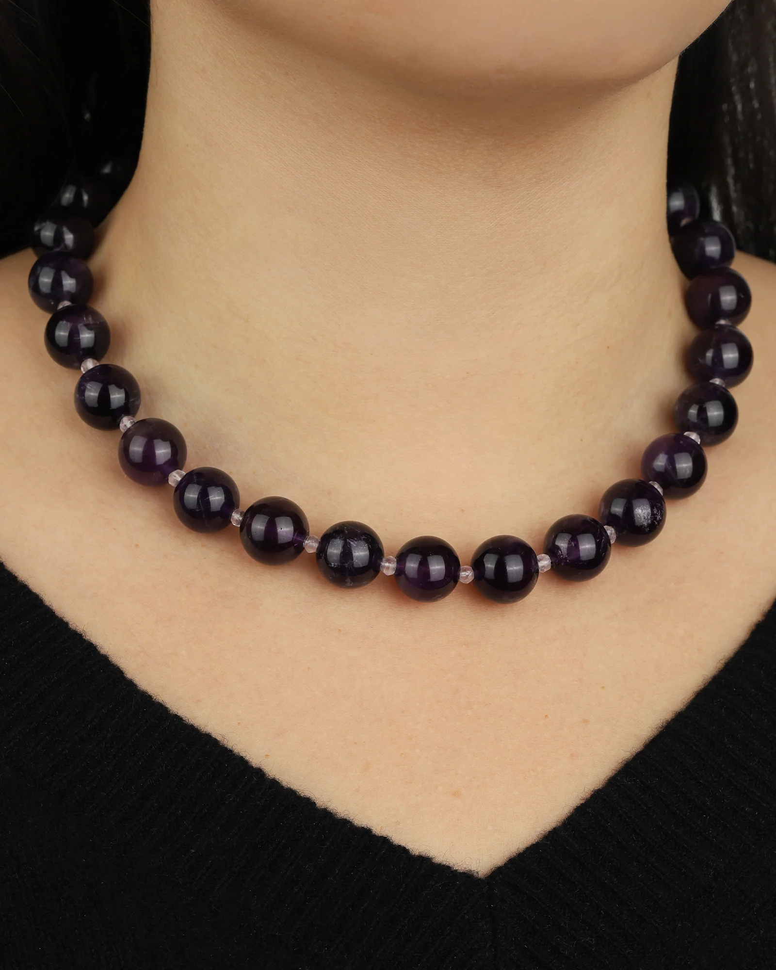 Amethyst Chunky Beaded Necklace | 14mm - Image 2