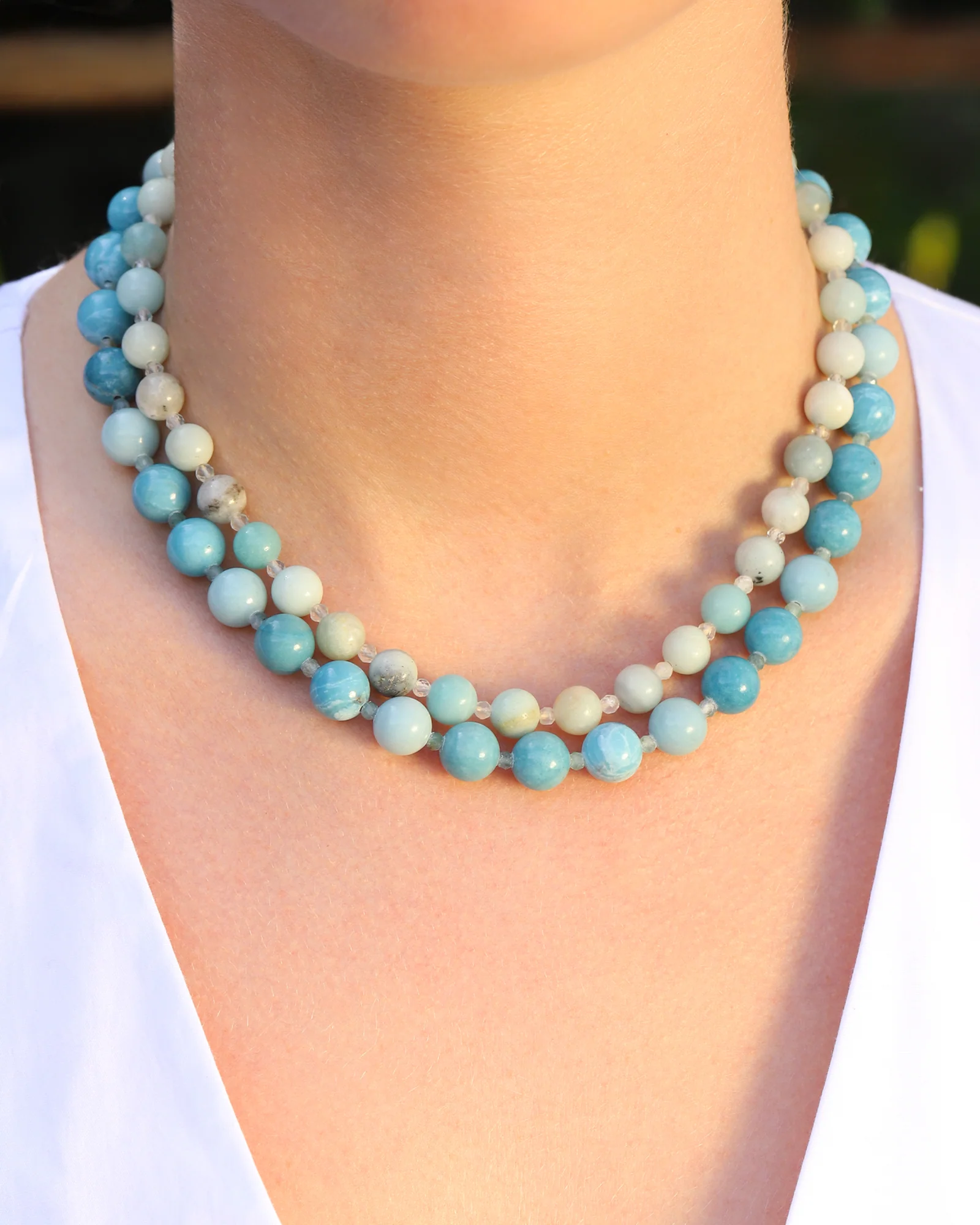 Larimar Beaded Necklace | 10mm - Image 2