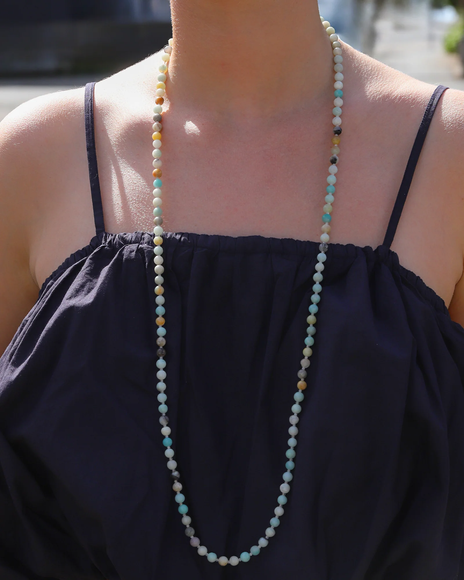 Multi Amazonite Extra Long Beaded Necklace | 6mm - Image 4