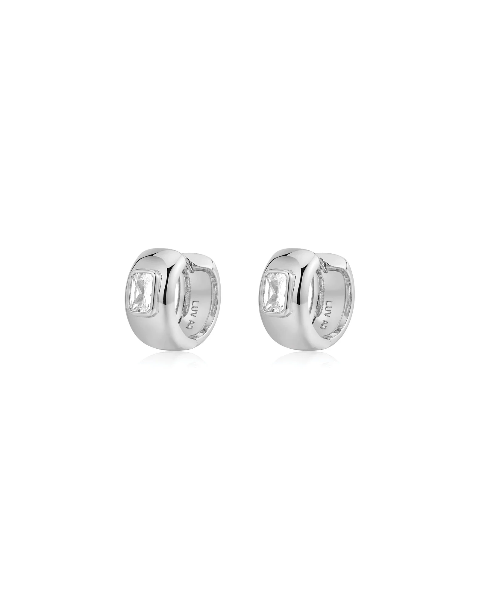 Emerald Bezel Stone Huggies