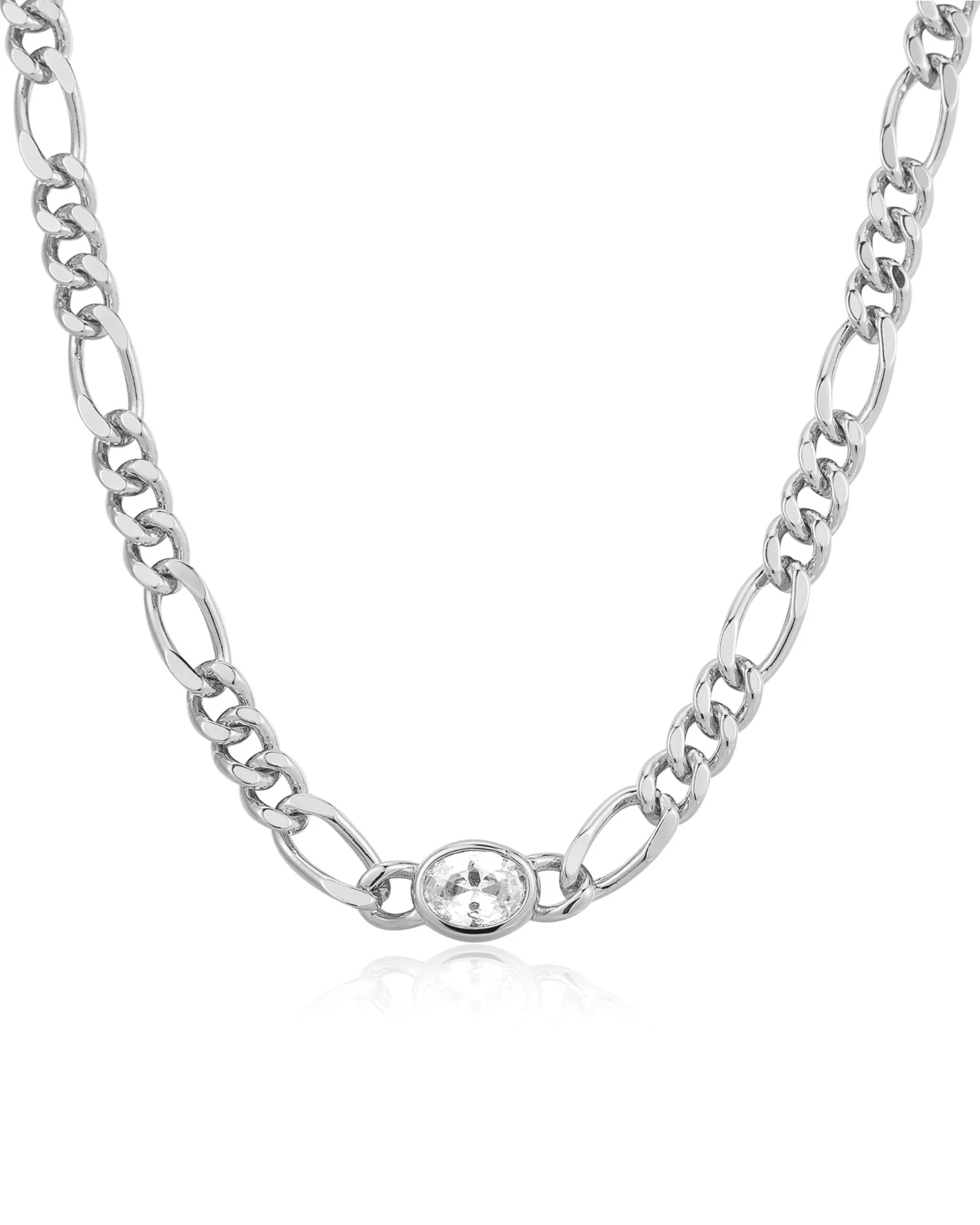 Oval Bezel Chain Necklace