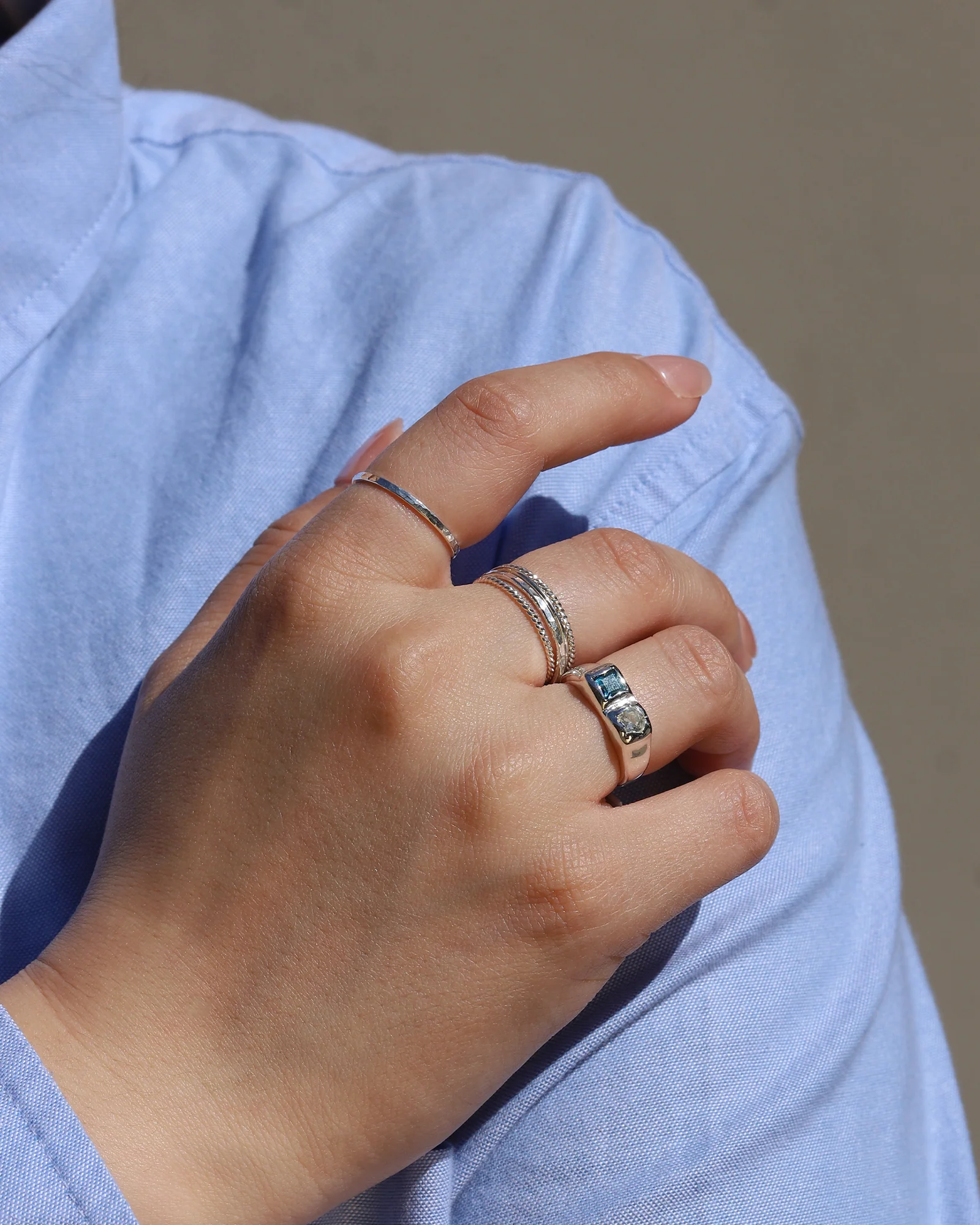 Hammer Textured Stacking Ring - Image 2