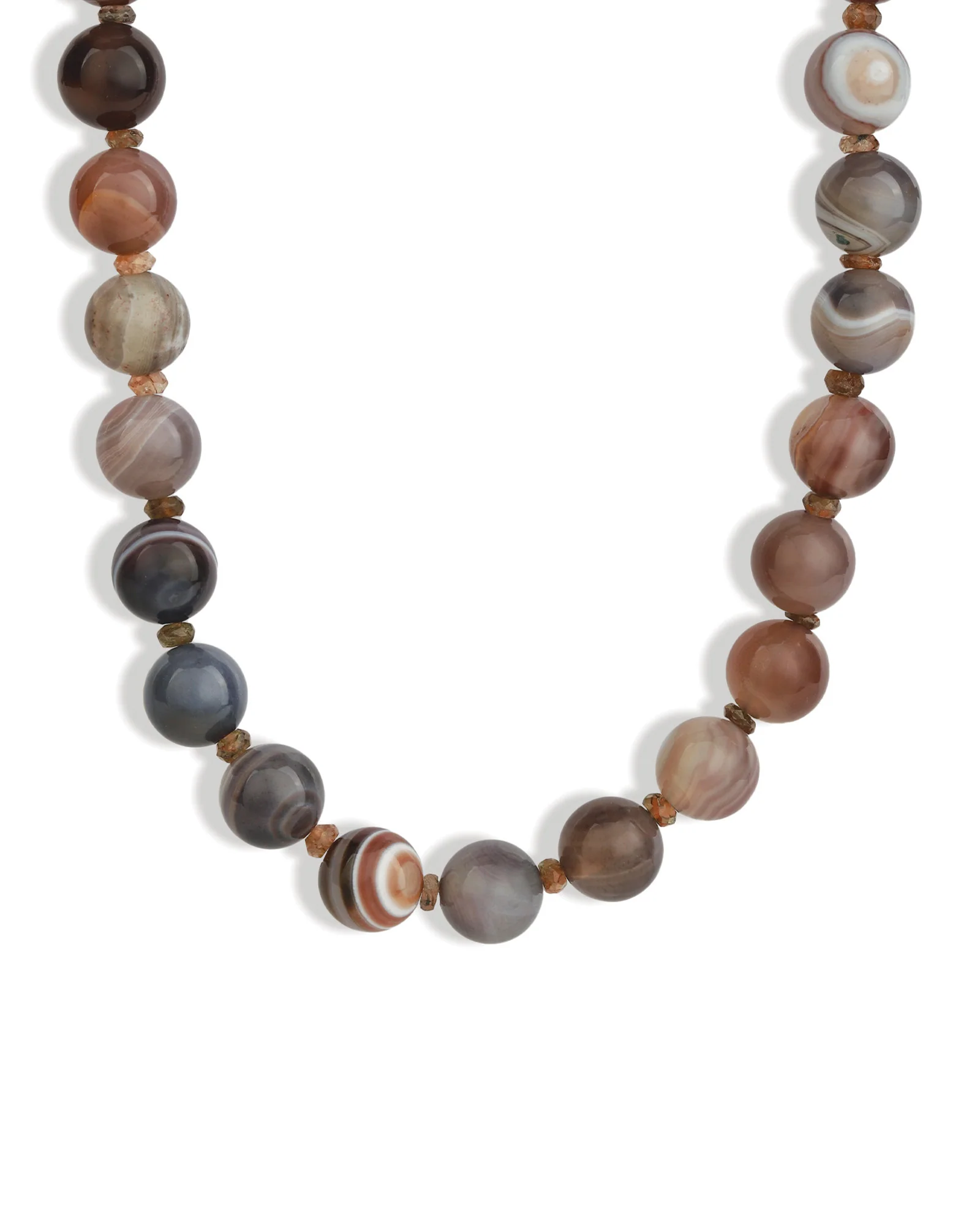 Botswana Agate Long Beaded Necklace | 10mm