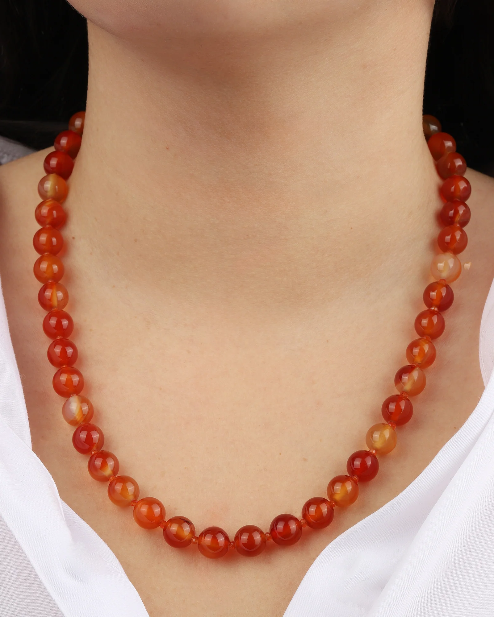 Carnelian Long Beaded Necklace | 10mm - Image 2