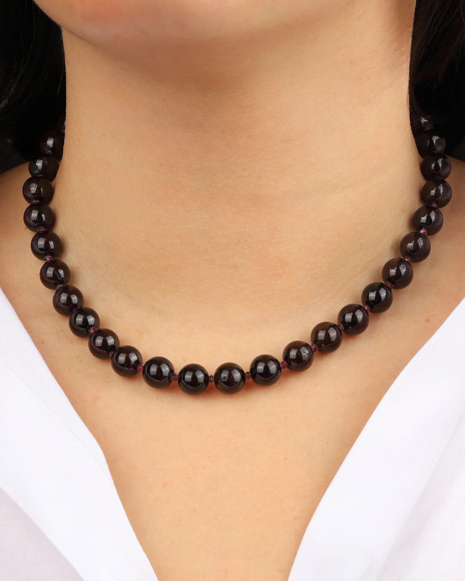 Red Garnet Beaded Necklace | 10mm - Image 2