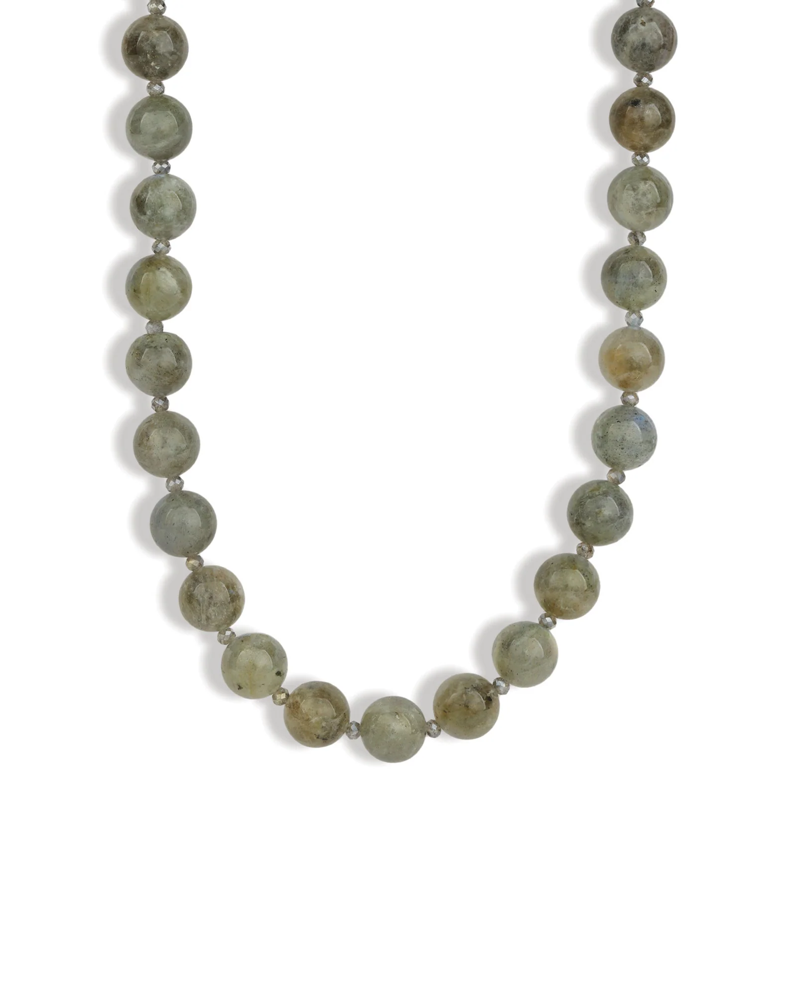 Labradorite Long Beaded Necklace | 10mm
