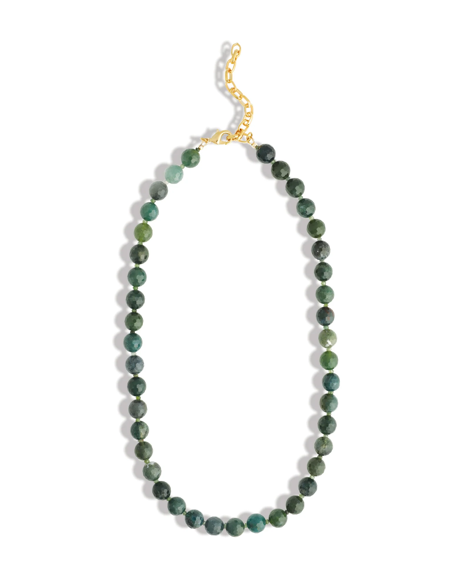 Moss Agate Long Faceted Beaded Necklace | 10mm - Image 3