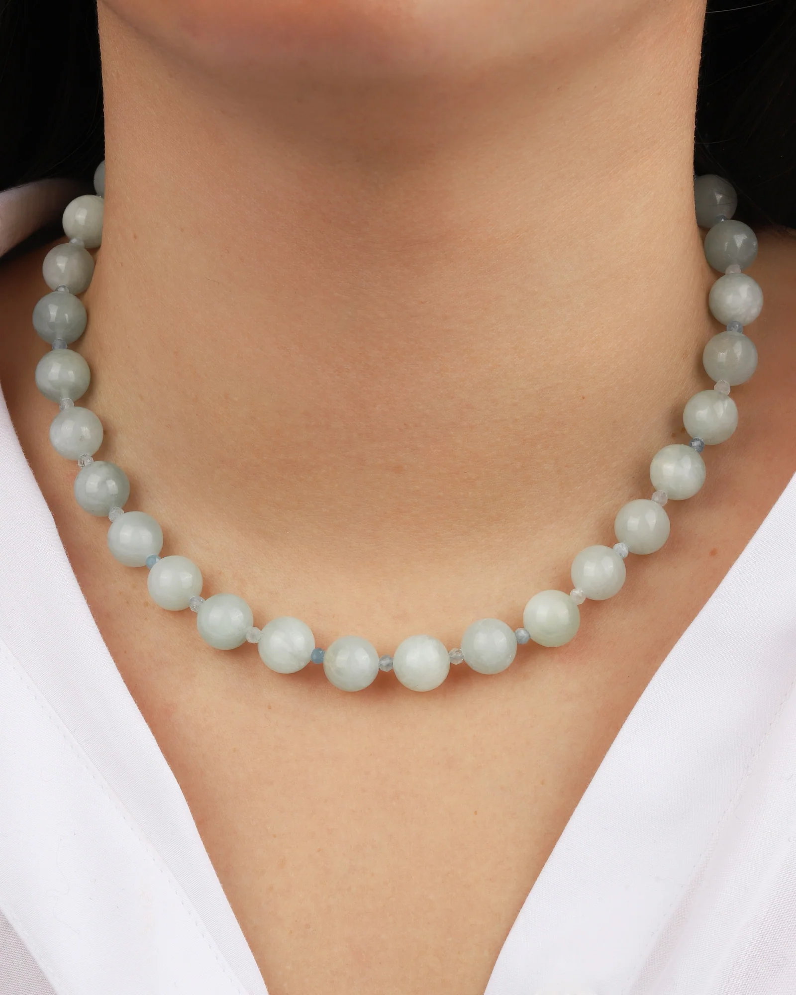Aquamarine Beaded Necklace | 10mm - Image 2